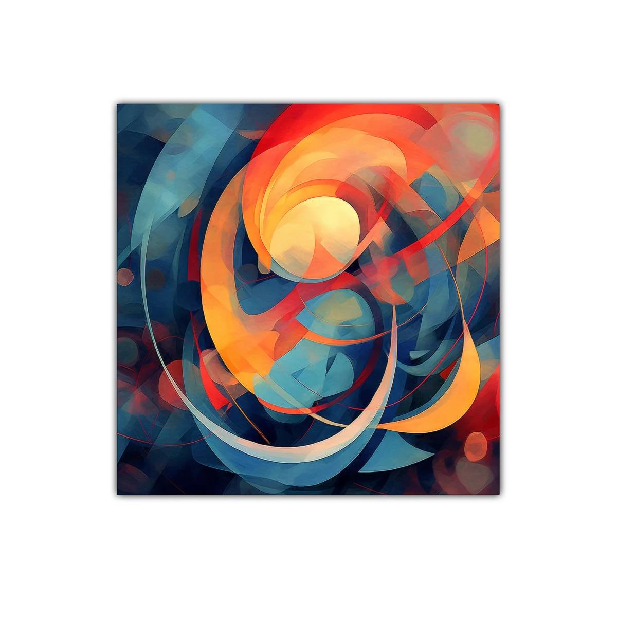 Cuadro abstracto con vibrantes espirales de luz y color