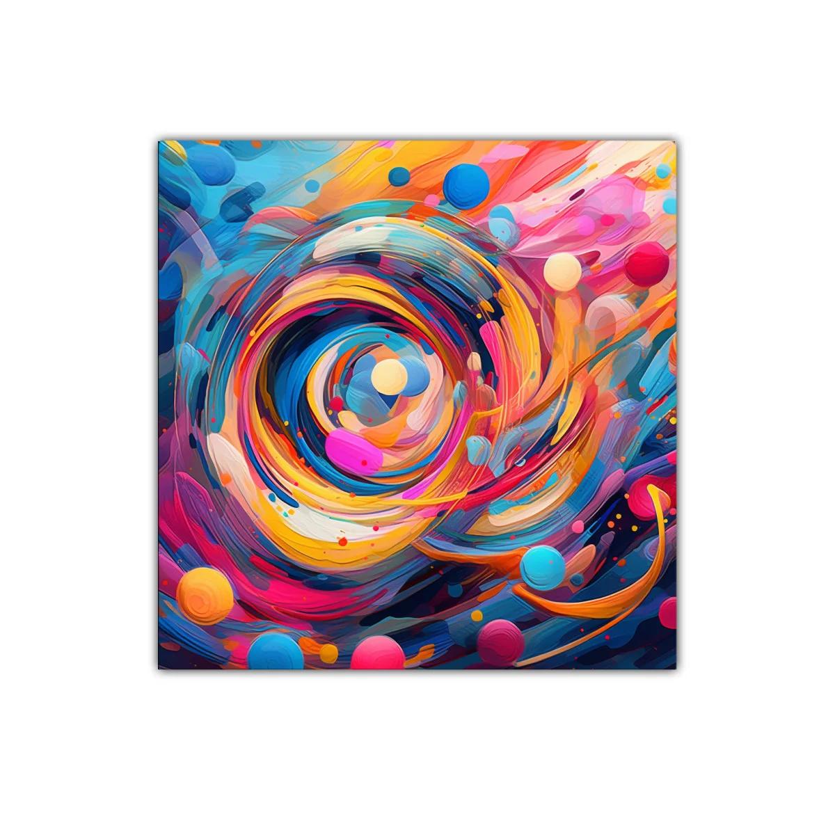 Cuadro abstracto con remolino de colores vibrantes y esferas — imagen principal