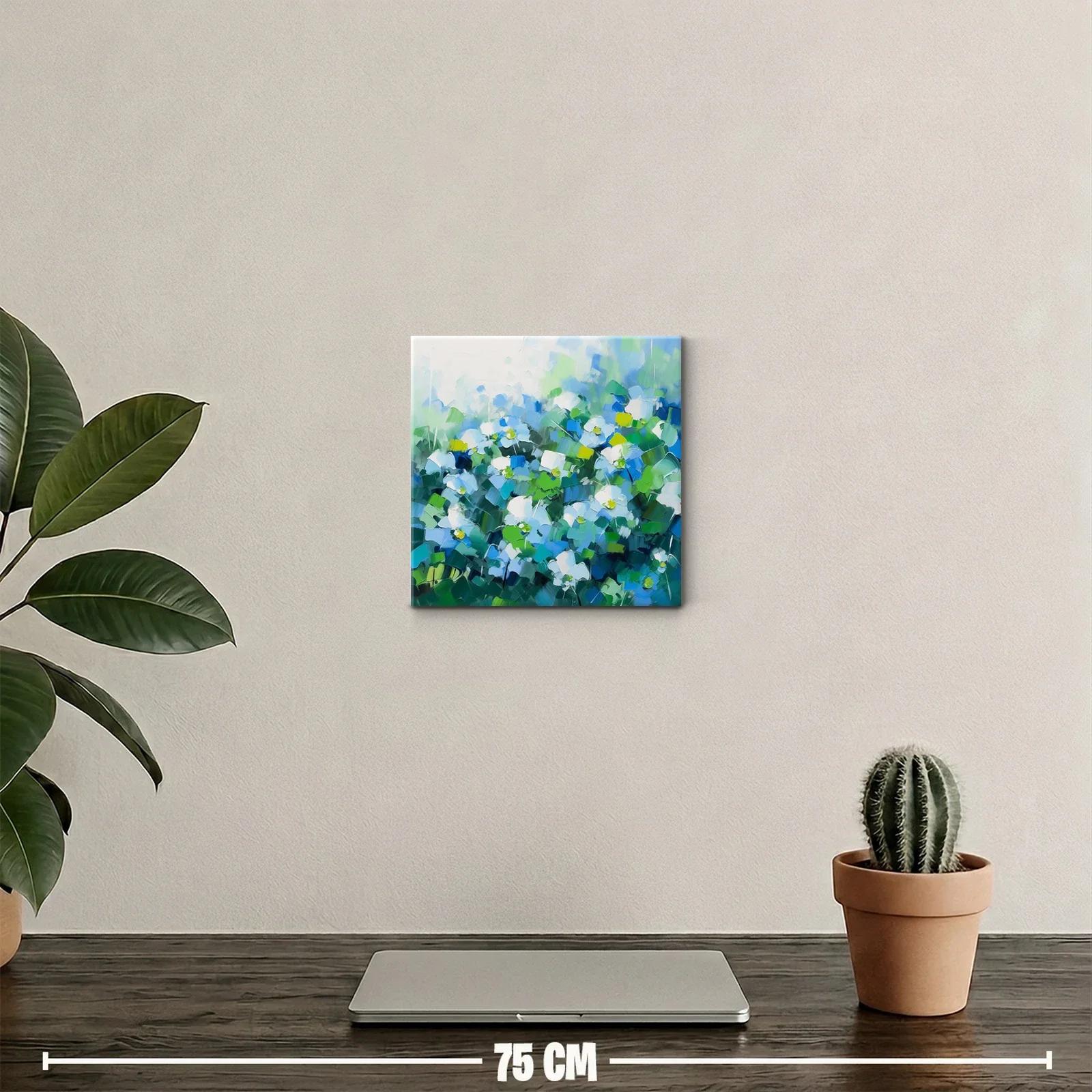 Cuadro decorativo con flores en tonos azules y verdes — miniatura 2