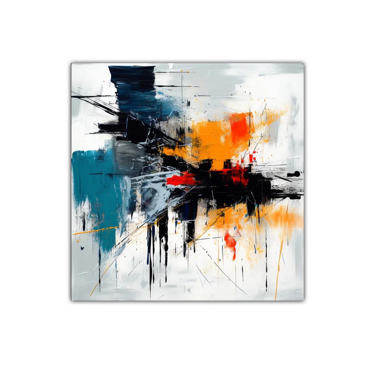 Cuadro abstracto con colores intensos y trazos dinámicos — miniatura 1