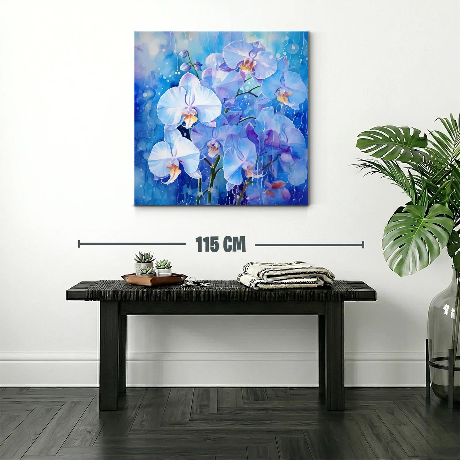 Orquídeas blancas sobre fondo azul vibrante — miniatura 2