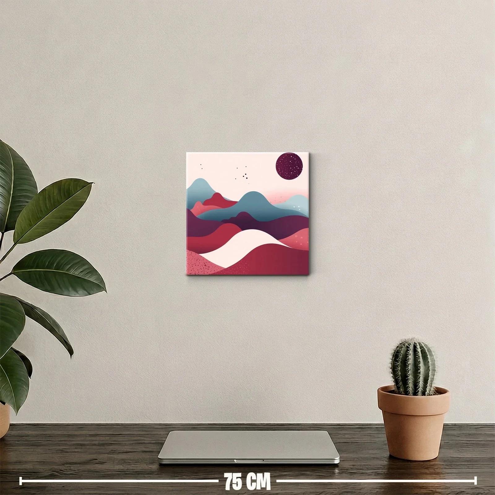 Paisaje abstracto en tonos cálidos y fríos con esfera estrellada — miniatura 2