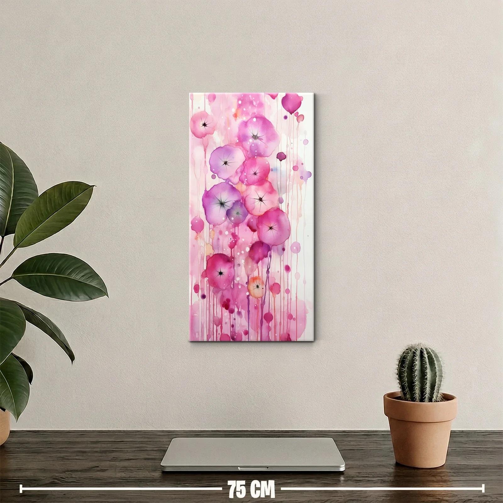 Cuadro amapolas rosadas con goteos de acuarela — miniatura 2