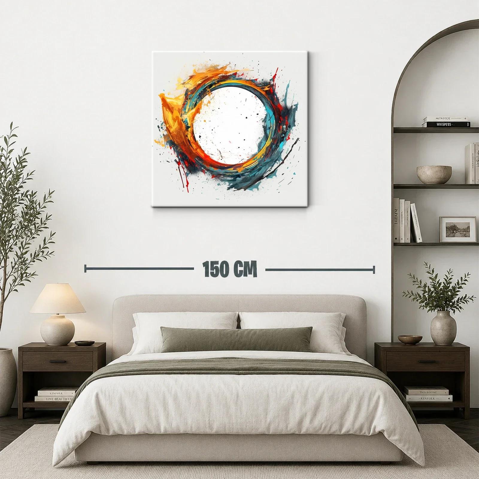 Cuadro abstracto con círculo dinámico en tonos vivos — miniatura 3