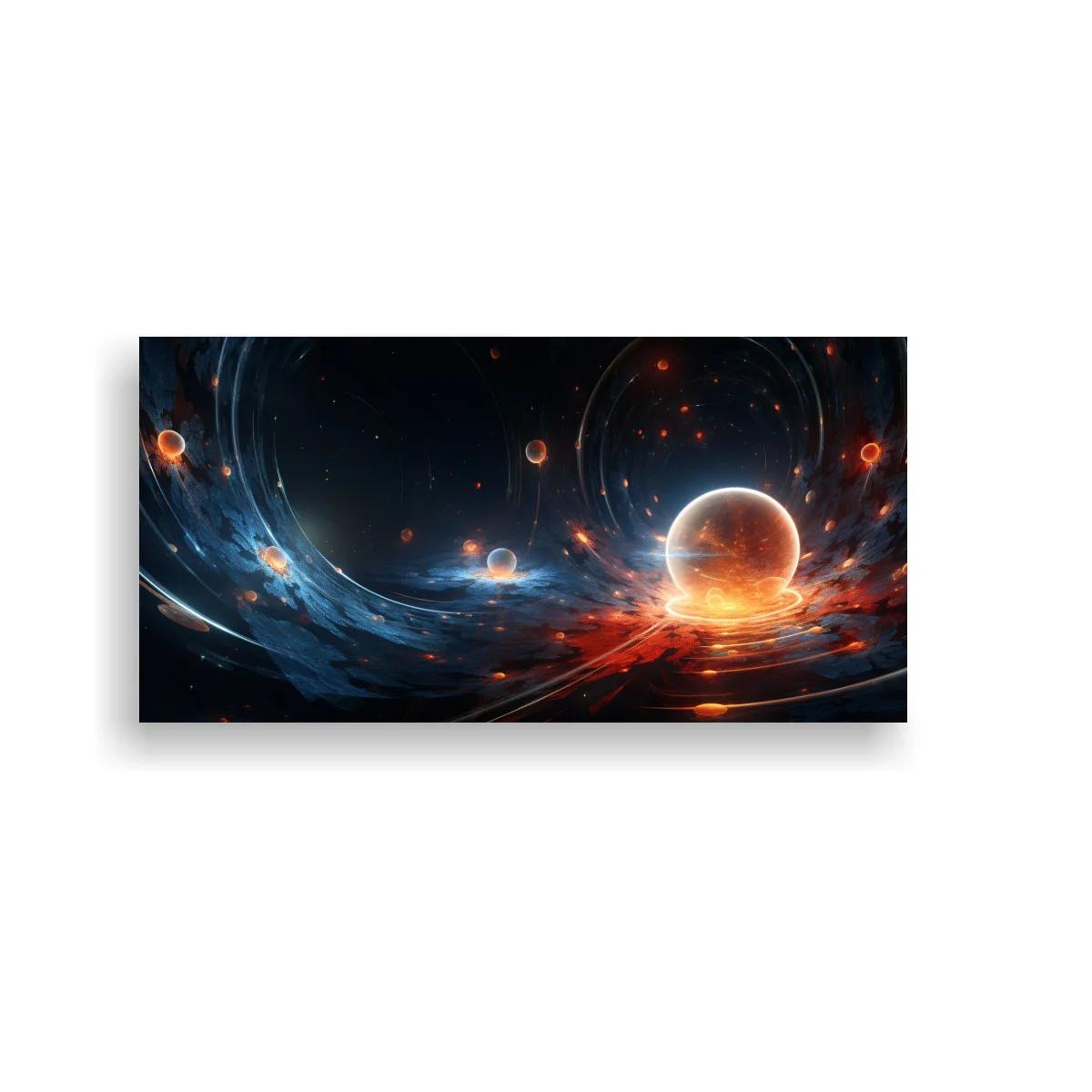 Cuadro planeta brillante con anillos de luz
