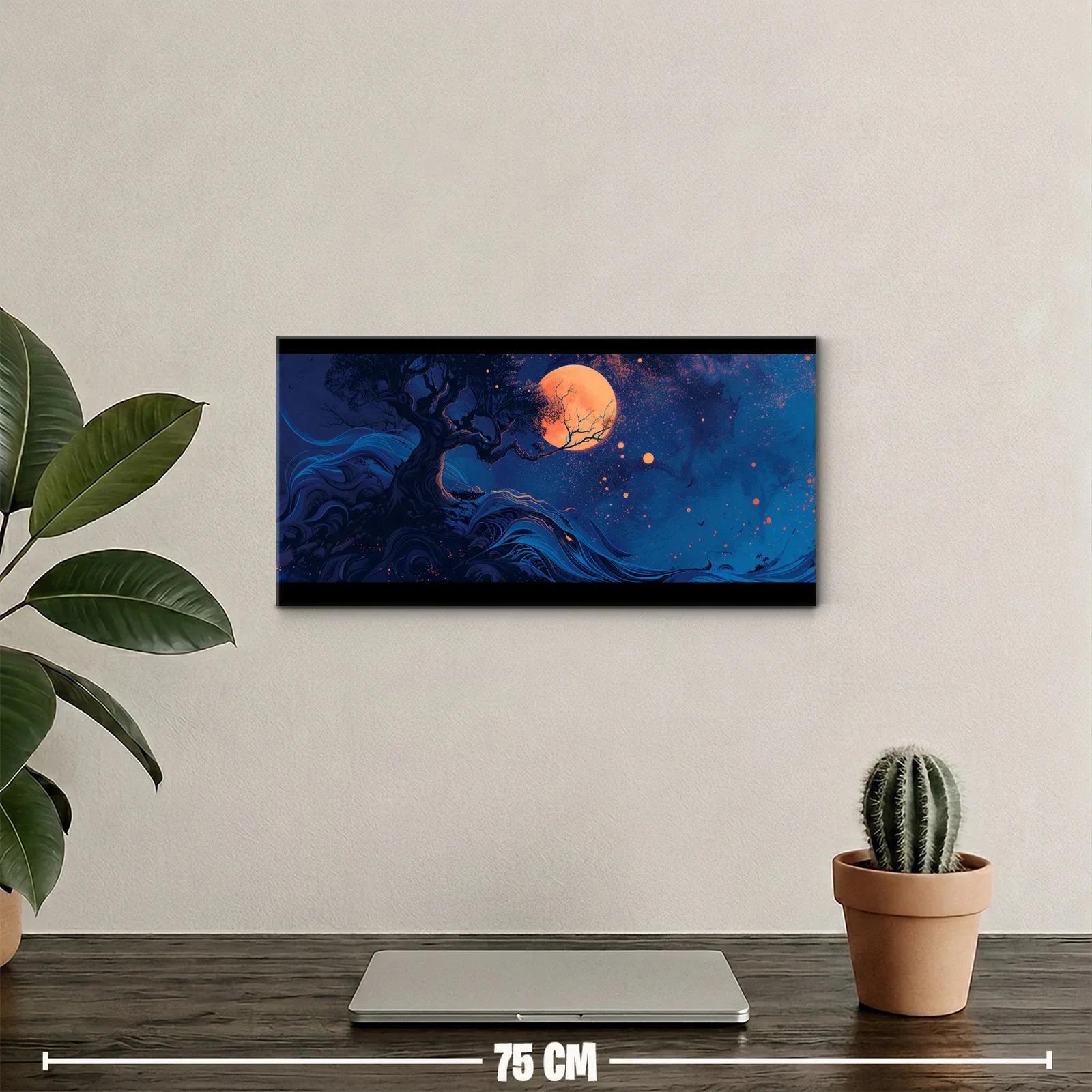 Cuadro árbol bajo la luna llena con ramas sinuosas — miniatura 2