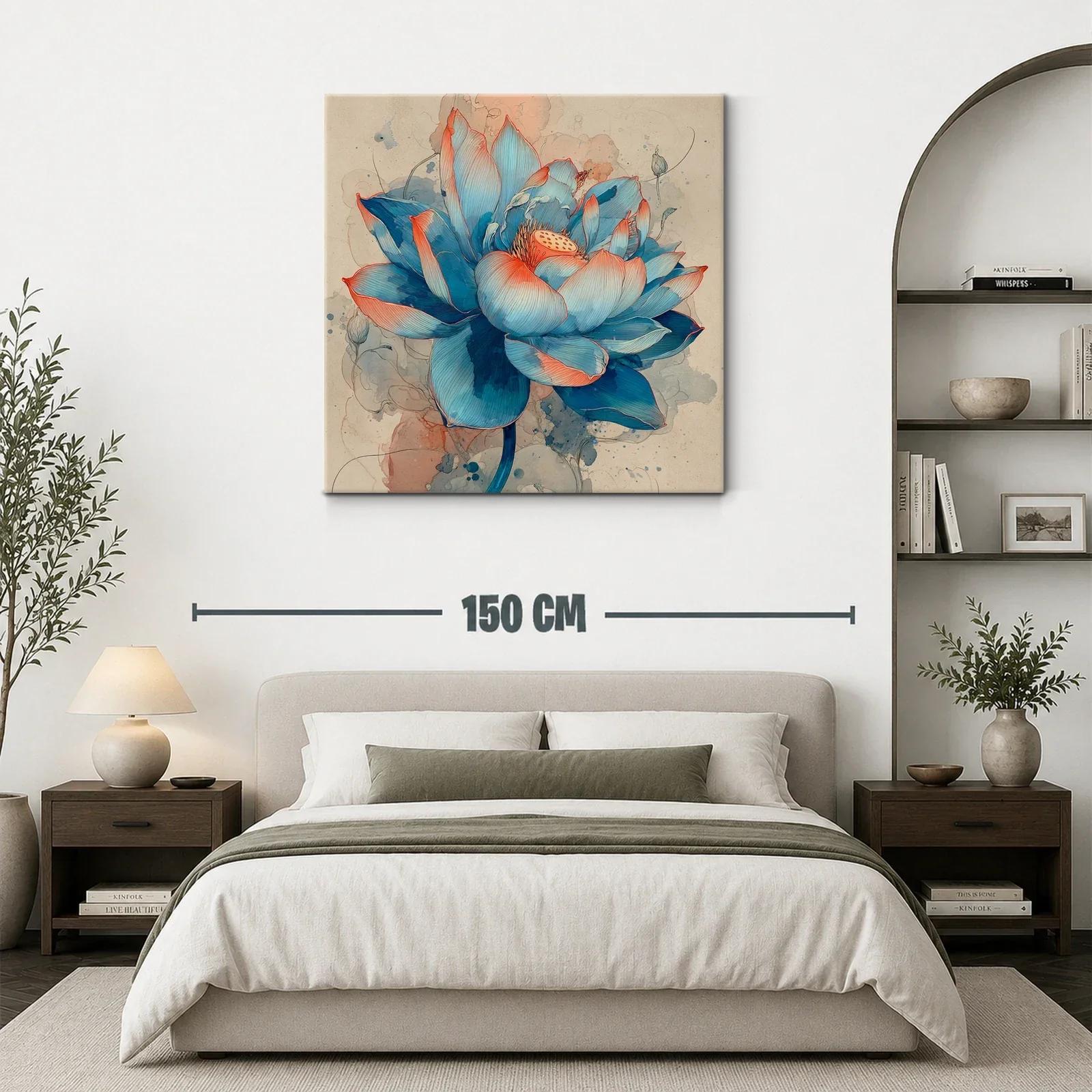 Flor Azul con Detalles Rojizos en Estilo Acuarela — miniatura 3