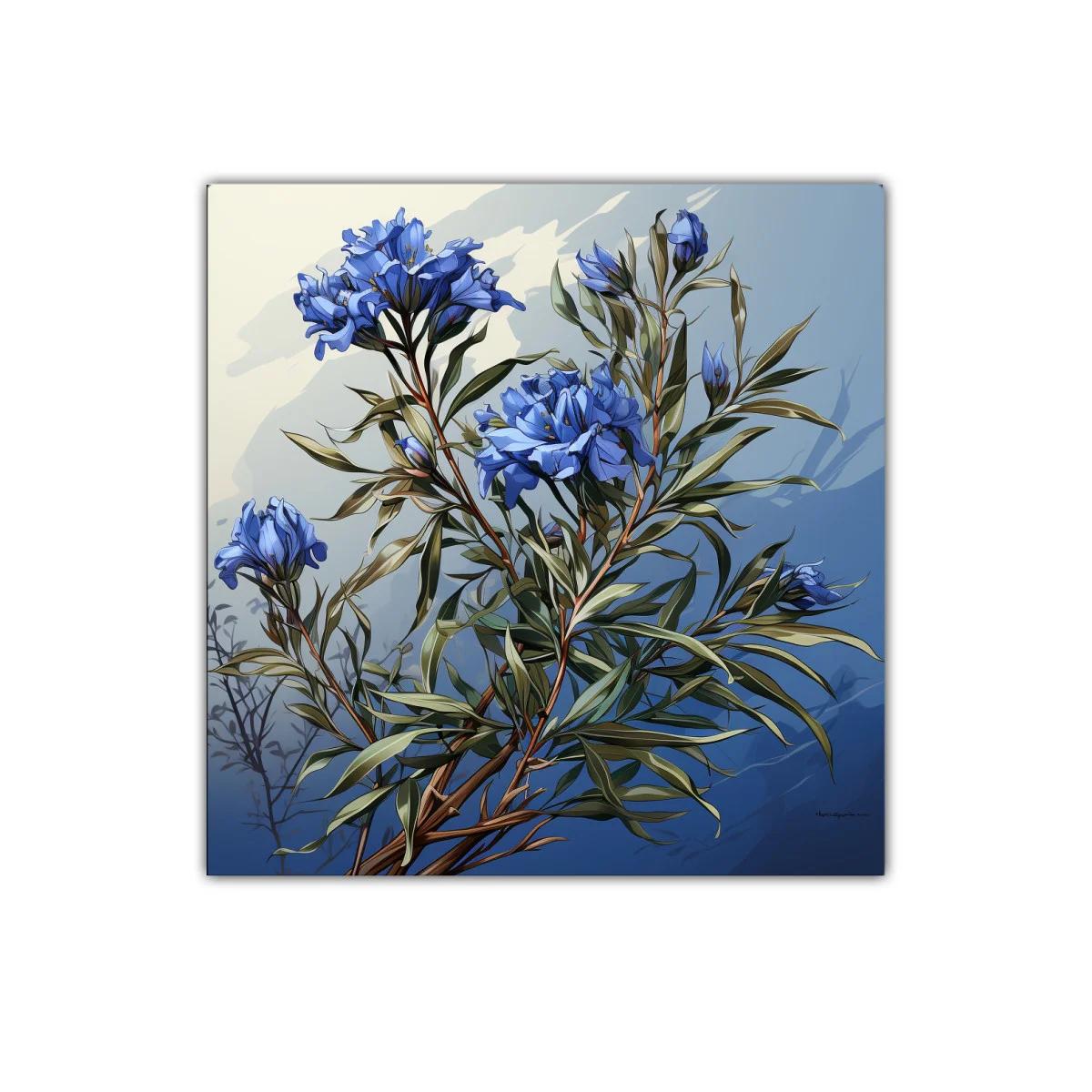 Ramas con flores azules sobre fondo degradado — imagen principal