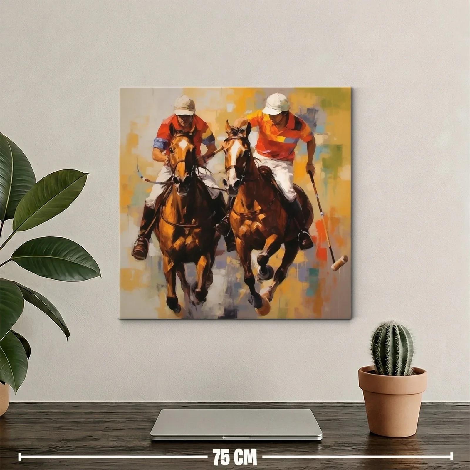 Cuadro dinámico de jugadores de polo en acción vibrante — miniatura 2