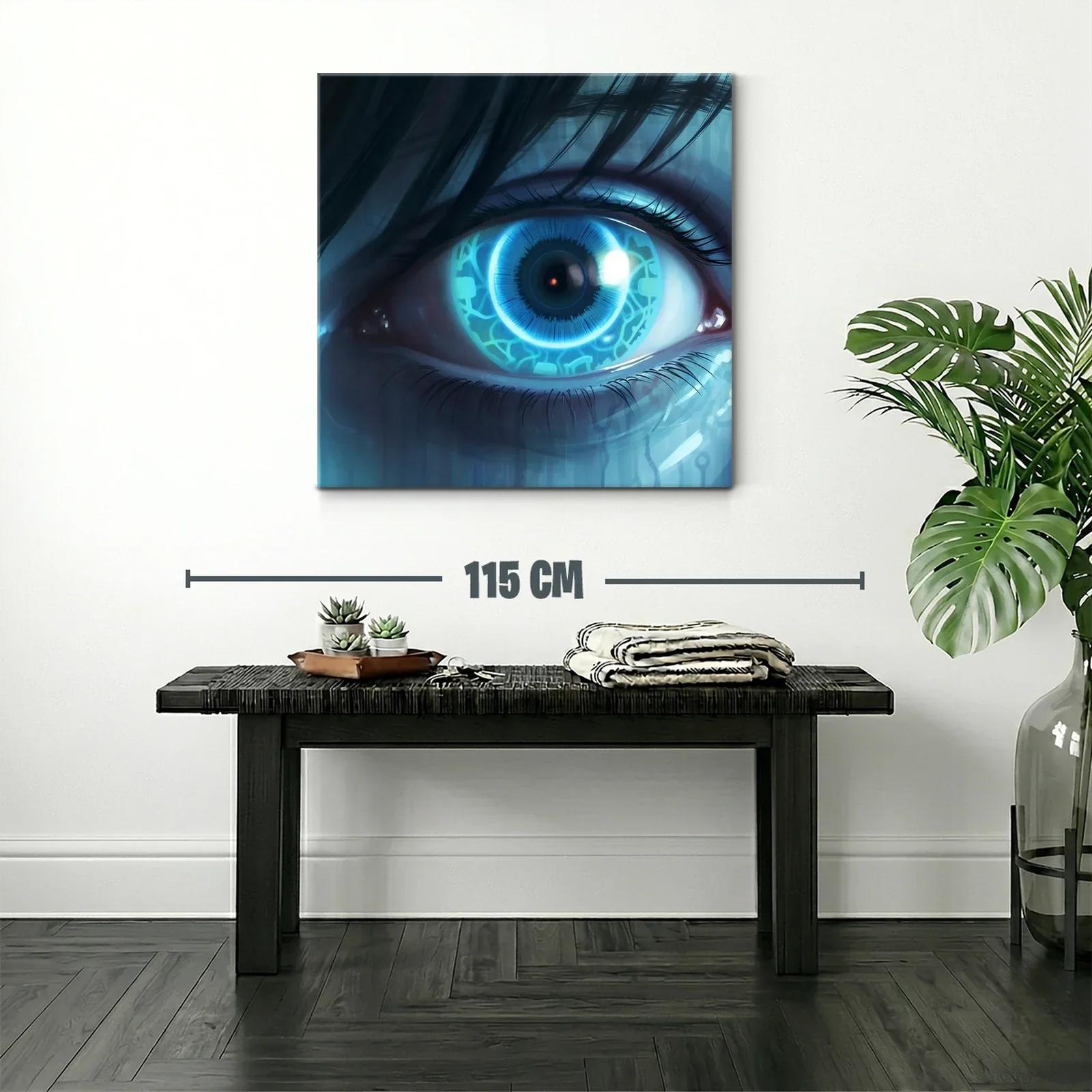 Ojo futurista con iris tecnológico en tonos azules — miniatura 2