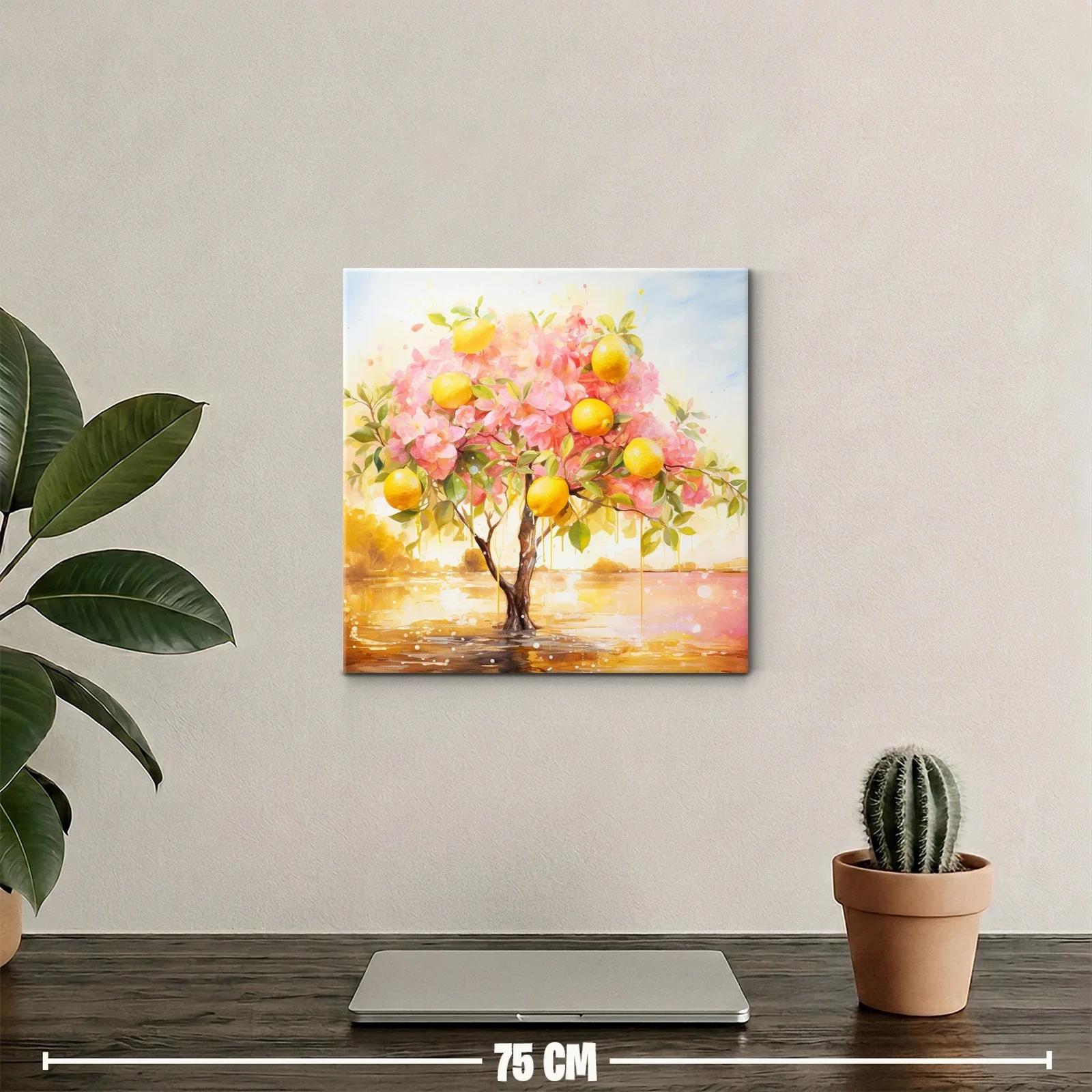 Árbol de limones con flores rosas en paisaje soleado — miniatura 2