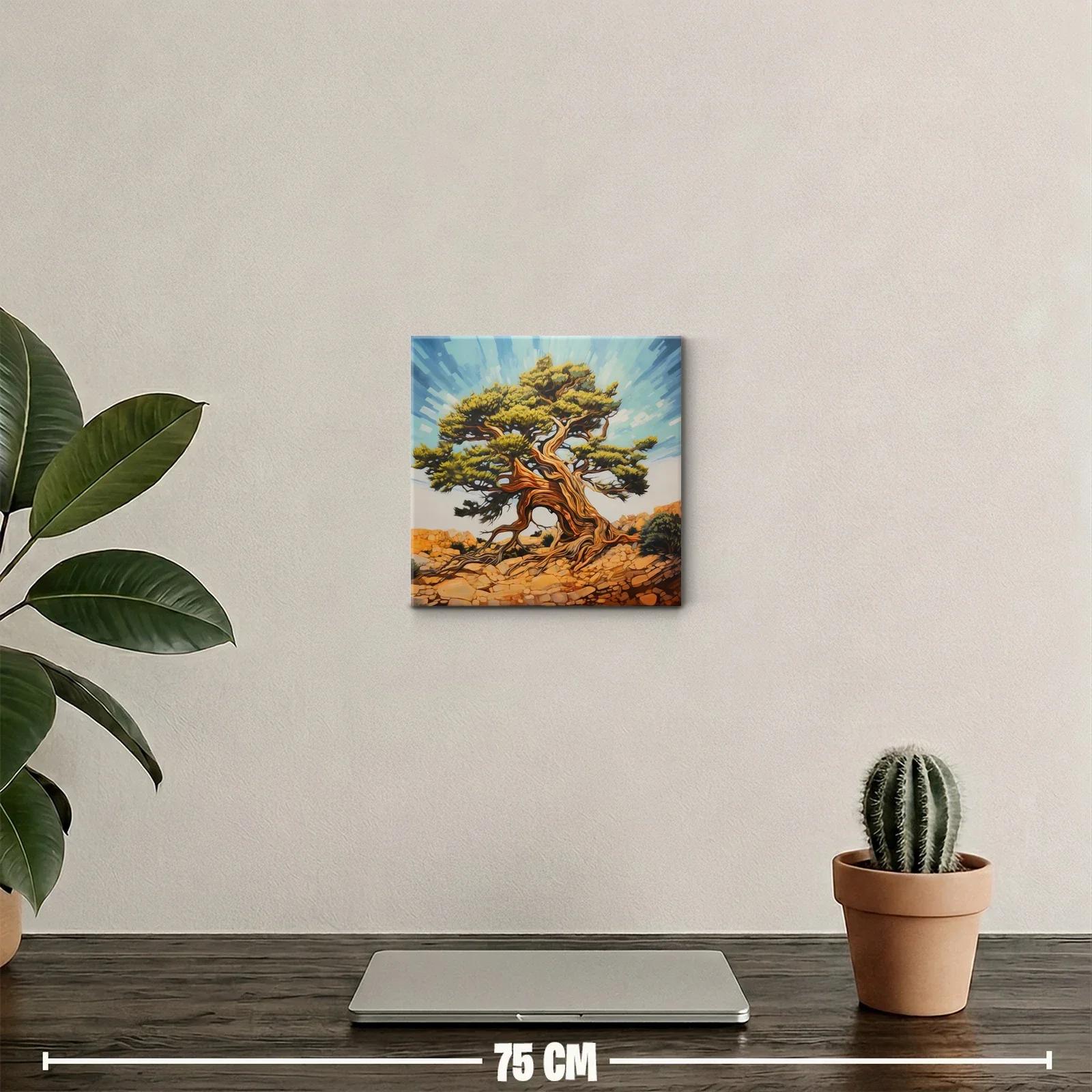 Árbol retorcido con ramas y hojas verdes bajo cielo azul — miniatura 2