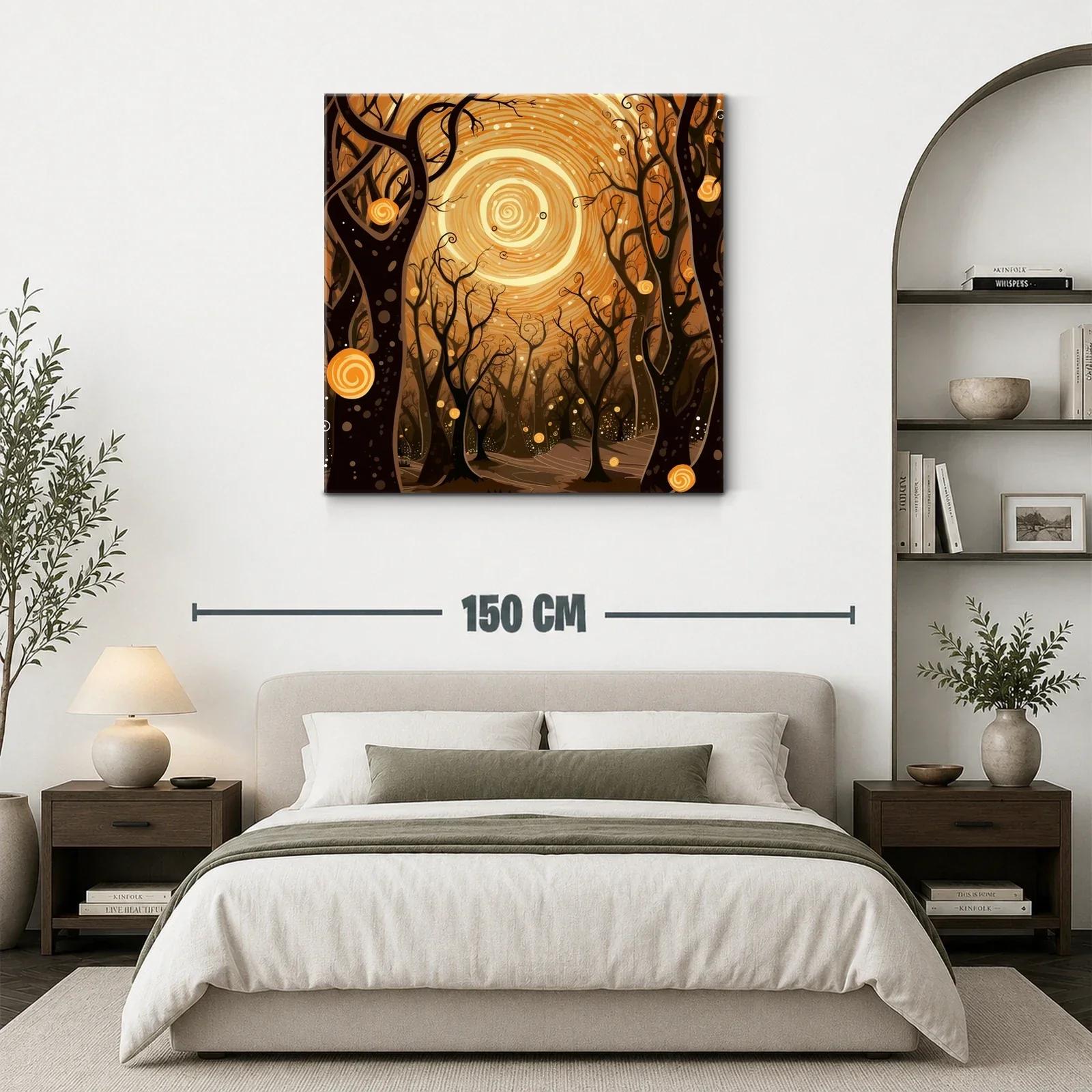 Bosque encantado bajo un sol espiral dorado — miniatura 3