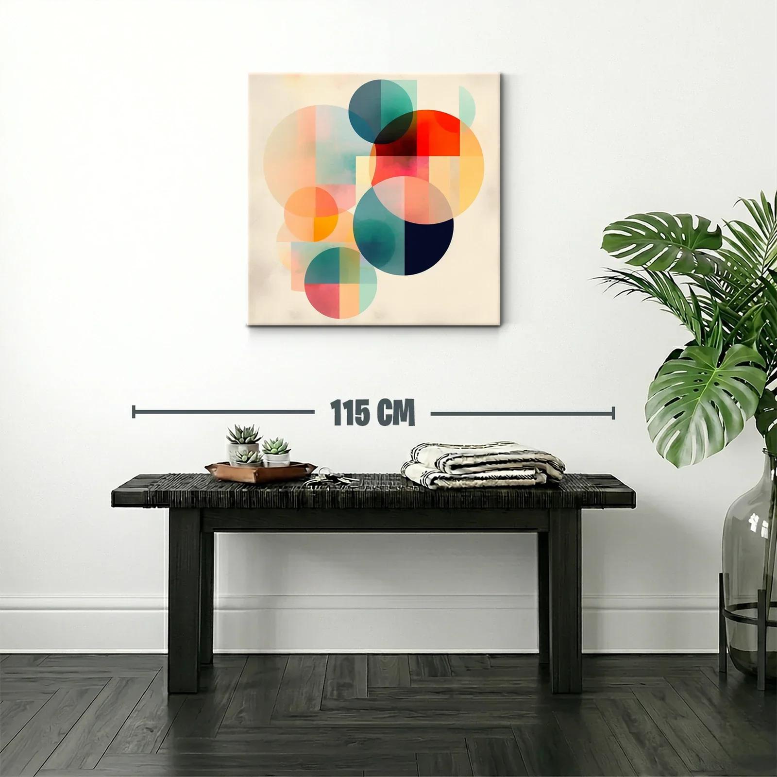 Composición abstracta con círculos en tonos cálidos y fríos — miniatura 2