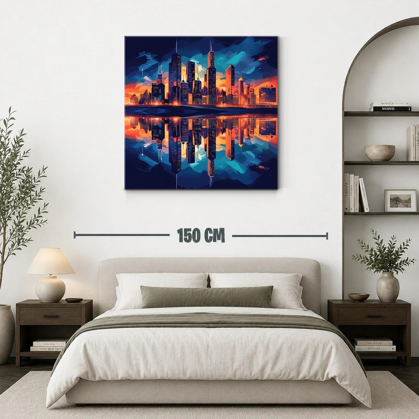 Impresionante skyline urbano al atardecer vibrante — miniatura 3