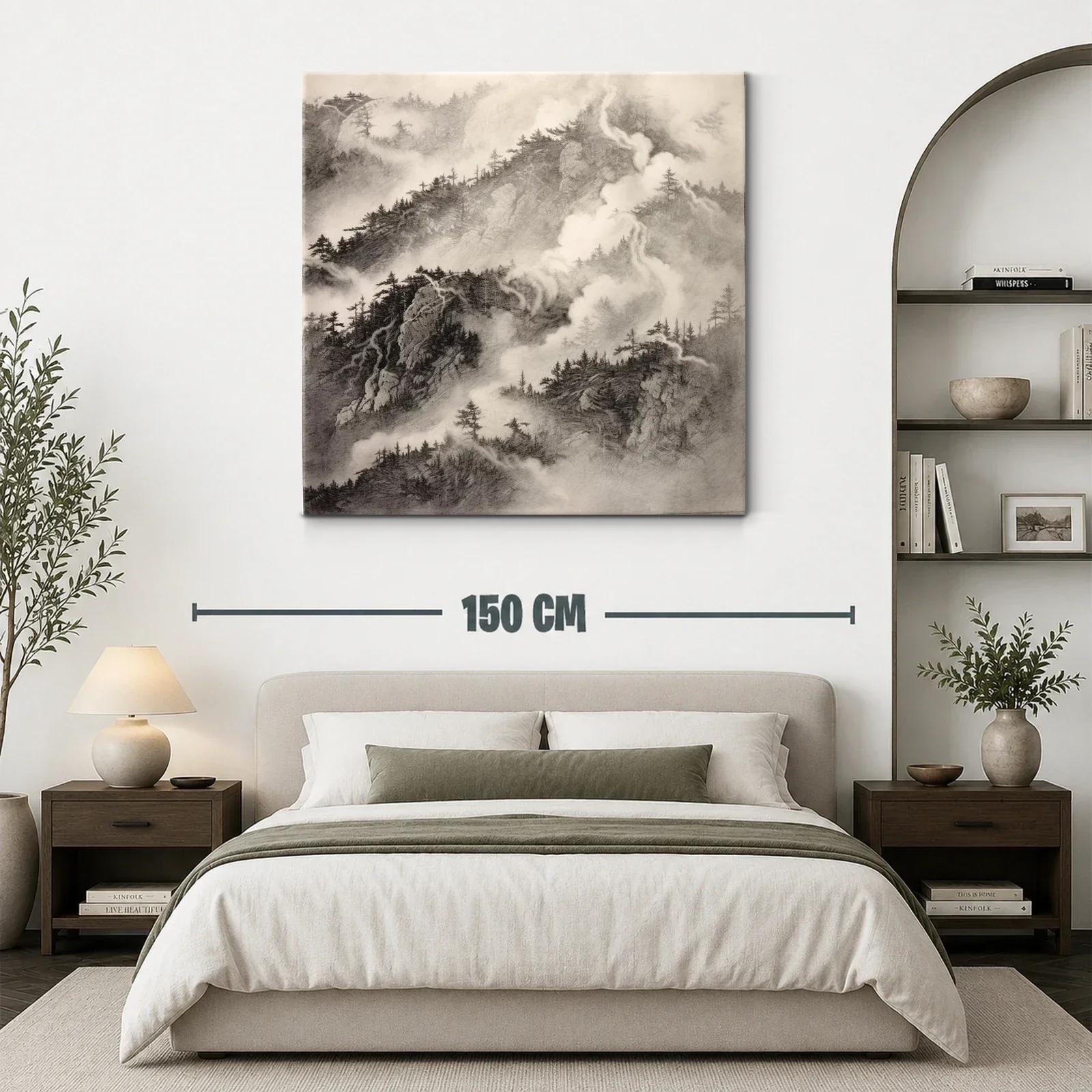 Paisaje de Montañas Nebulosas en Tonos Monocromáticos — miniatura 3