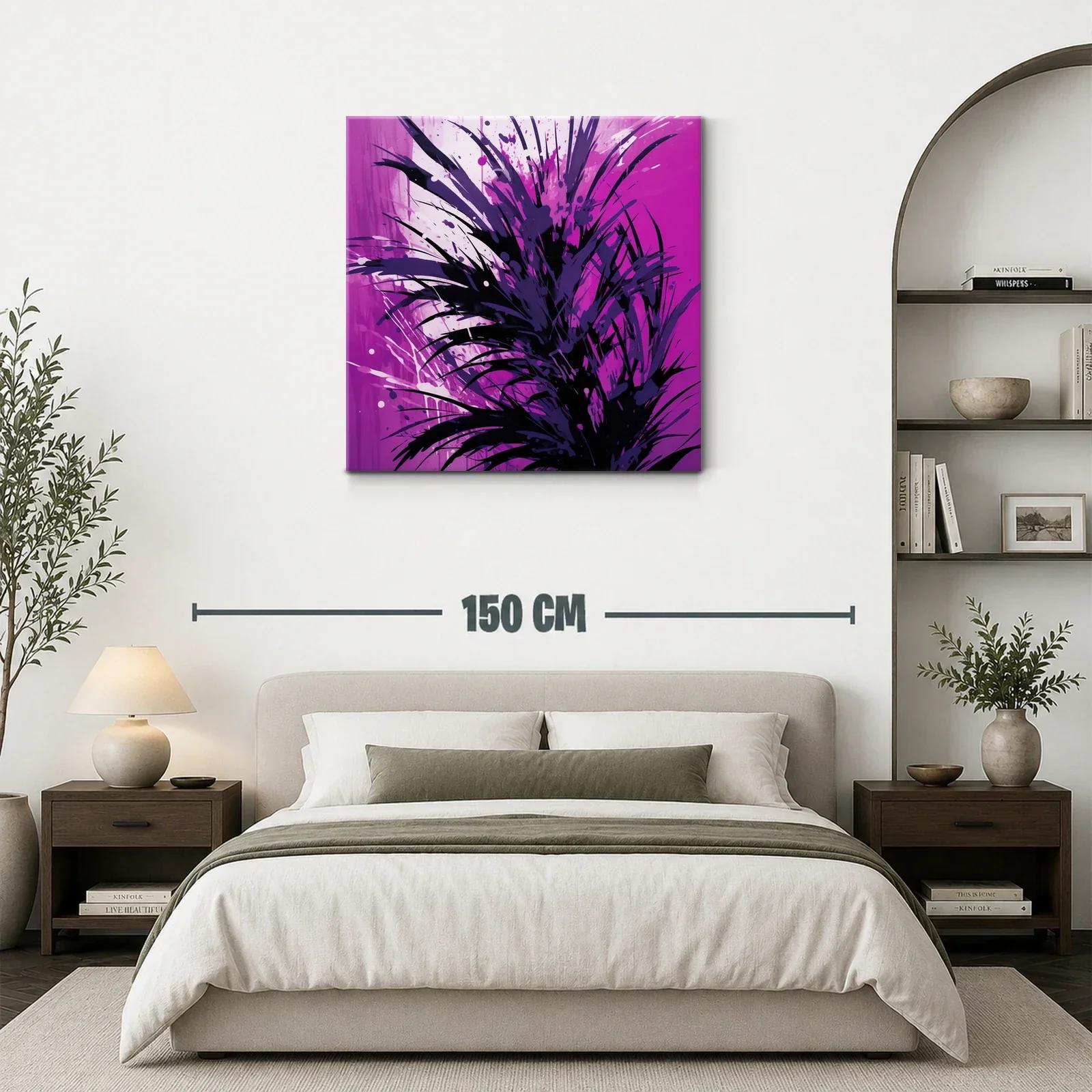 Cuadro abstracto con explosión de tonos morados y negros — miniatura 3