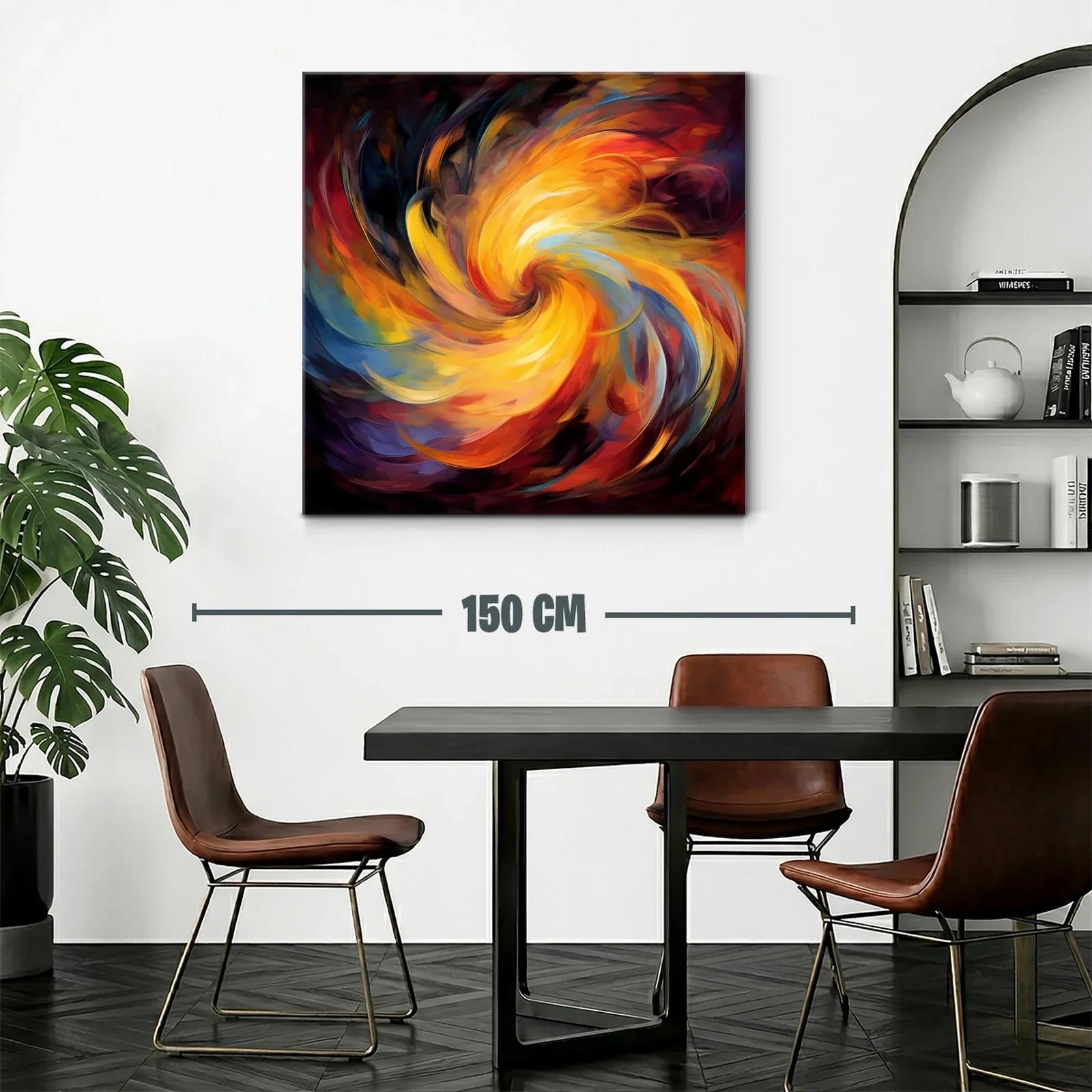 Cuadro abstracto con espiral vibrante en tonos cálidos — miniatura 2