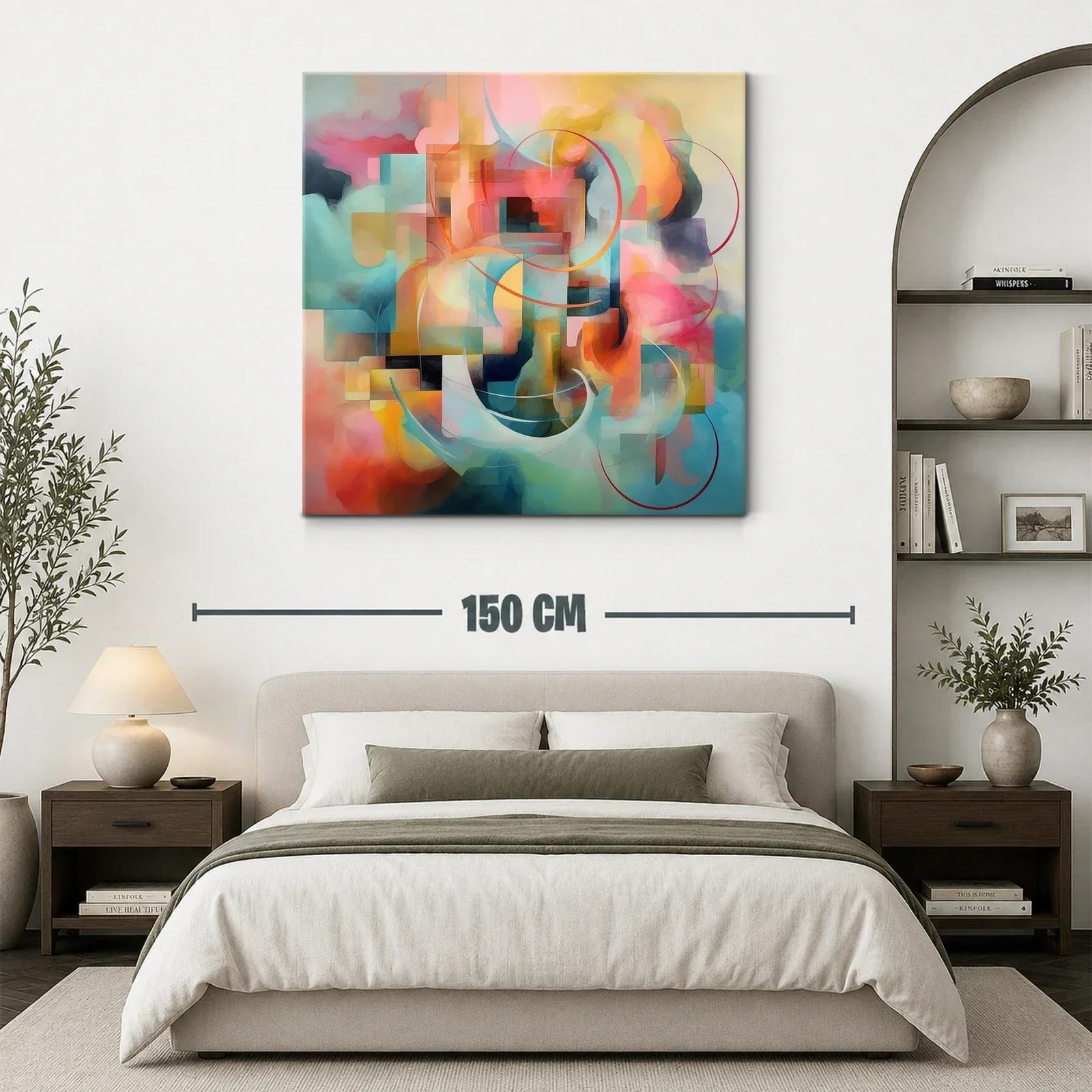 Composición abstracta con tonos cálidos y fríos entrelazados — miniatura 3