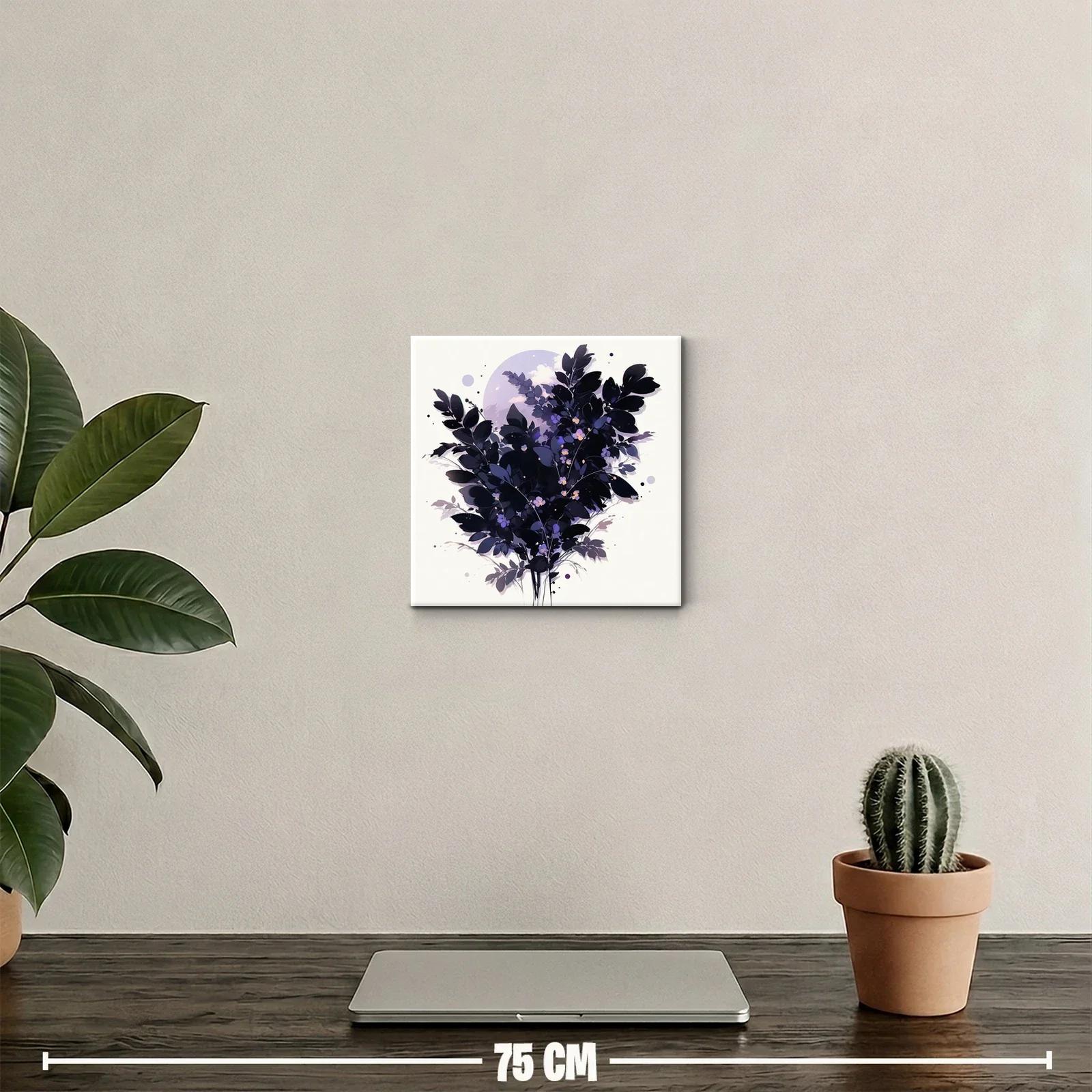 Composición floral con hojas oscuras y detalles violetas — miniatura 2