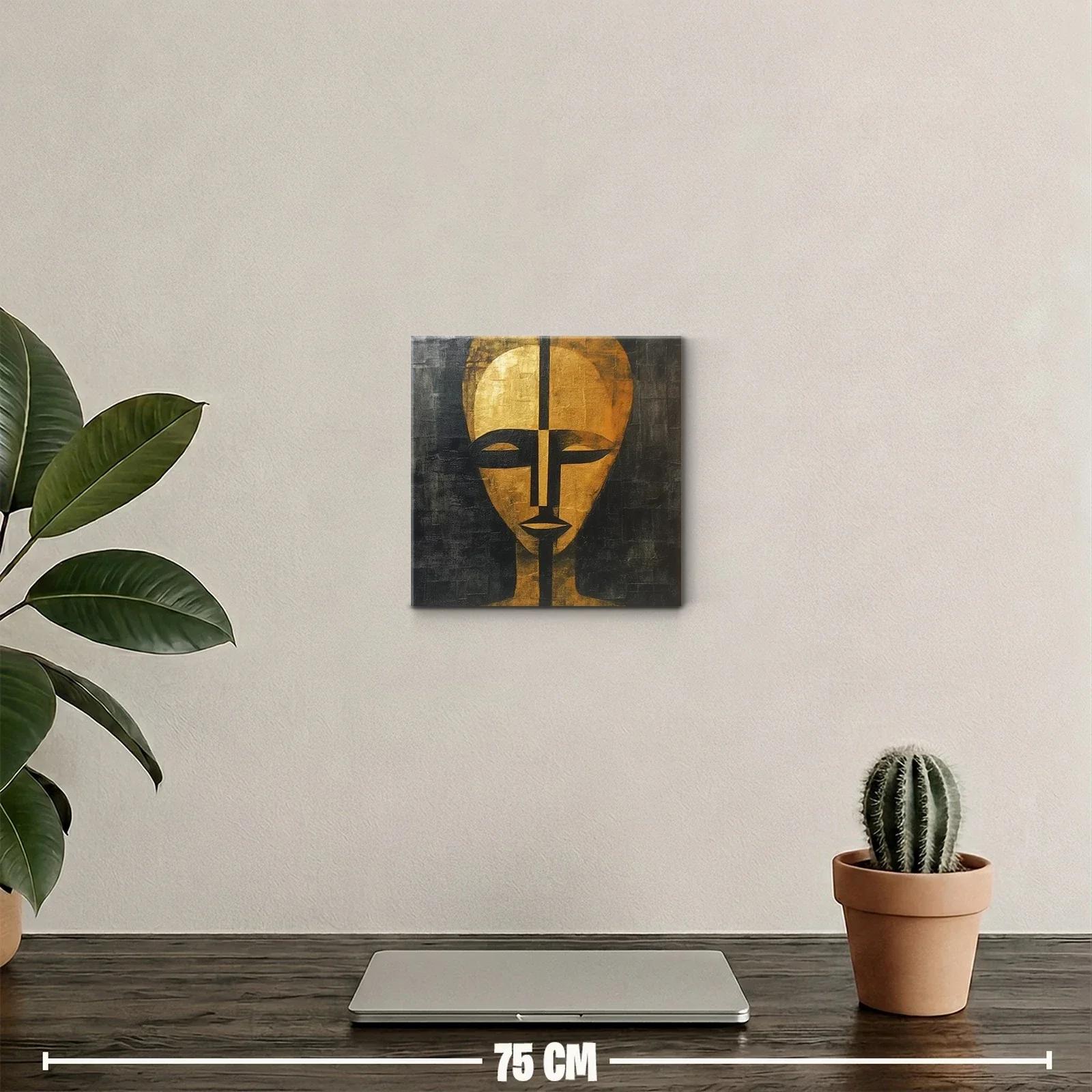 Rostro abstracto en tonos dorados y negros — miniatura 2