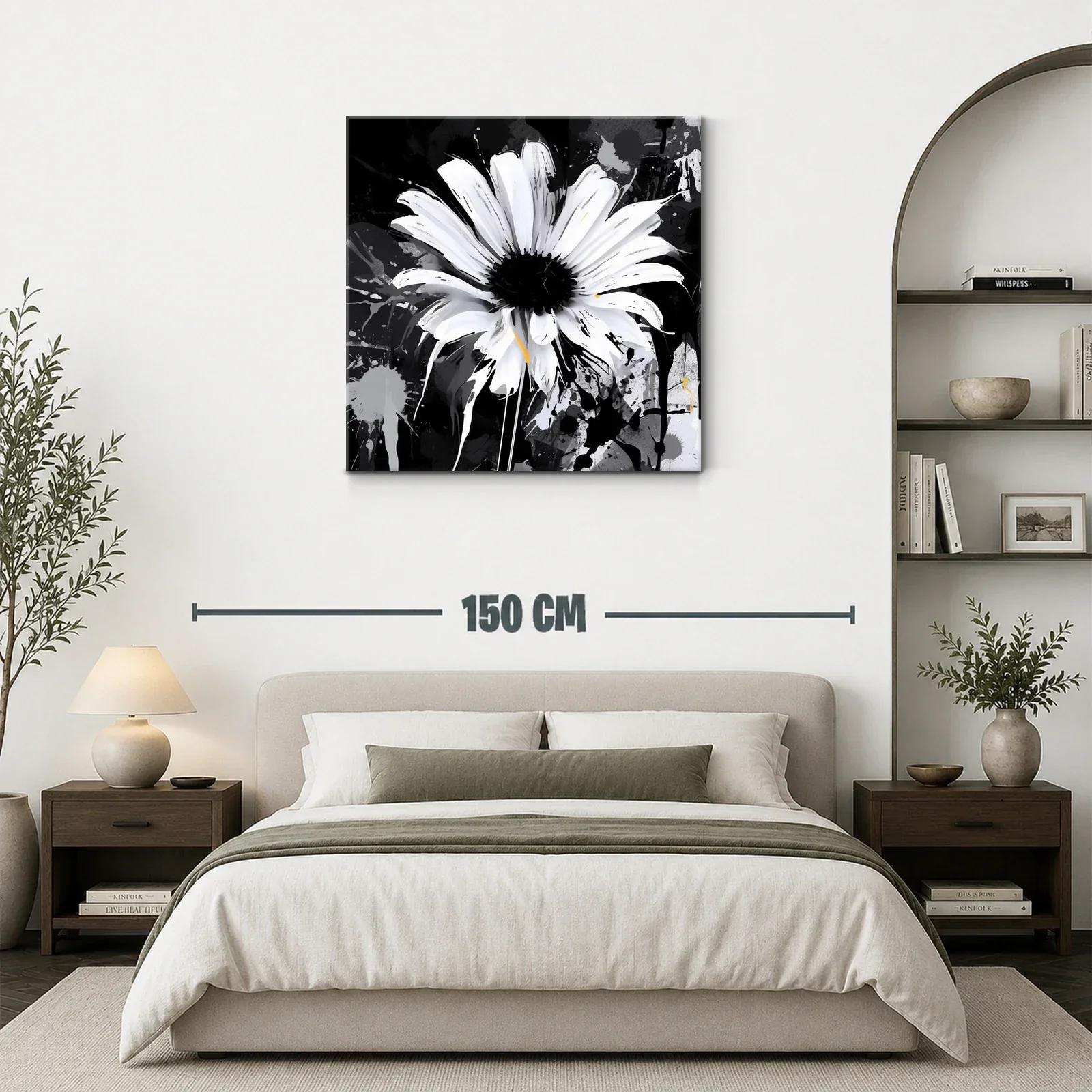 Flor blanca vibrante sobre fondo oscuro abstracto — miniatura 3