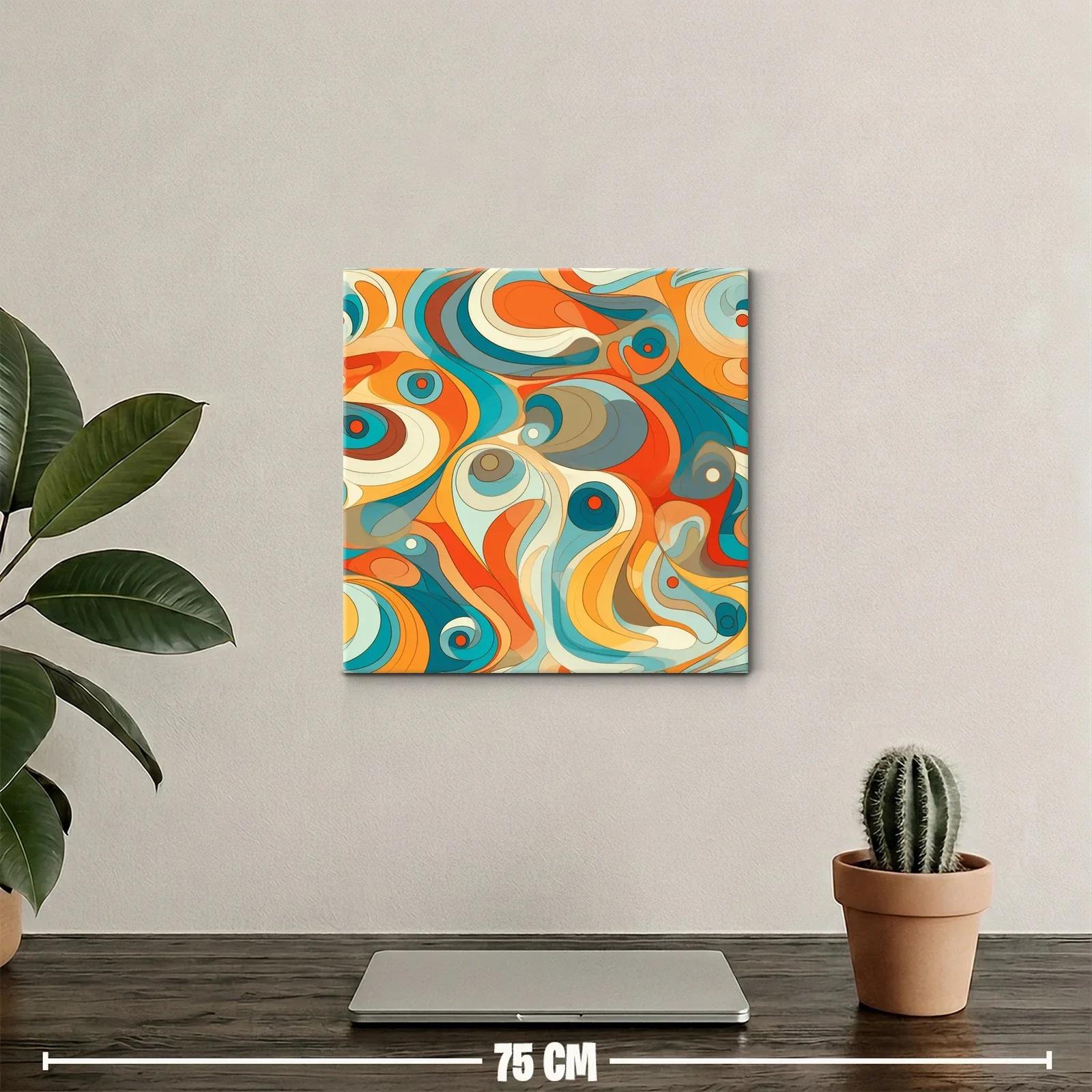 Composición Abstracta en Tonos Cálidos y Azules Vibrantes — miniatura 2