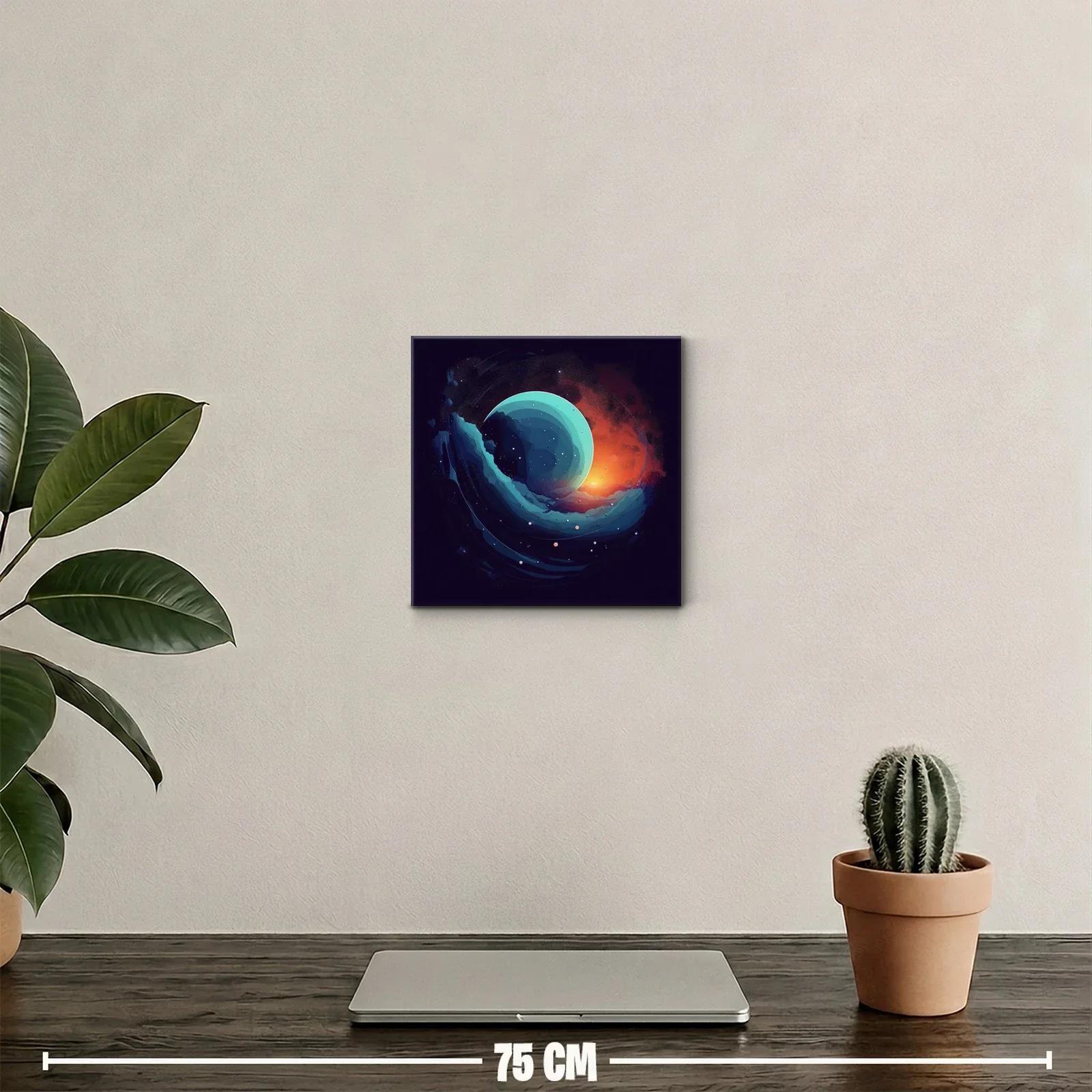 Composición abstracta con esfera celeste y luz cálida — miniatura 2
