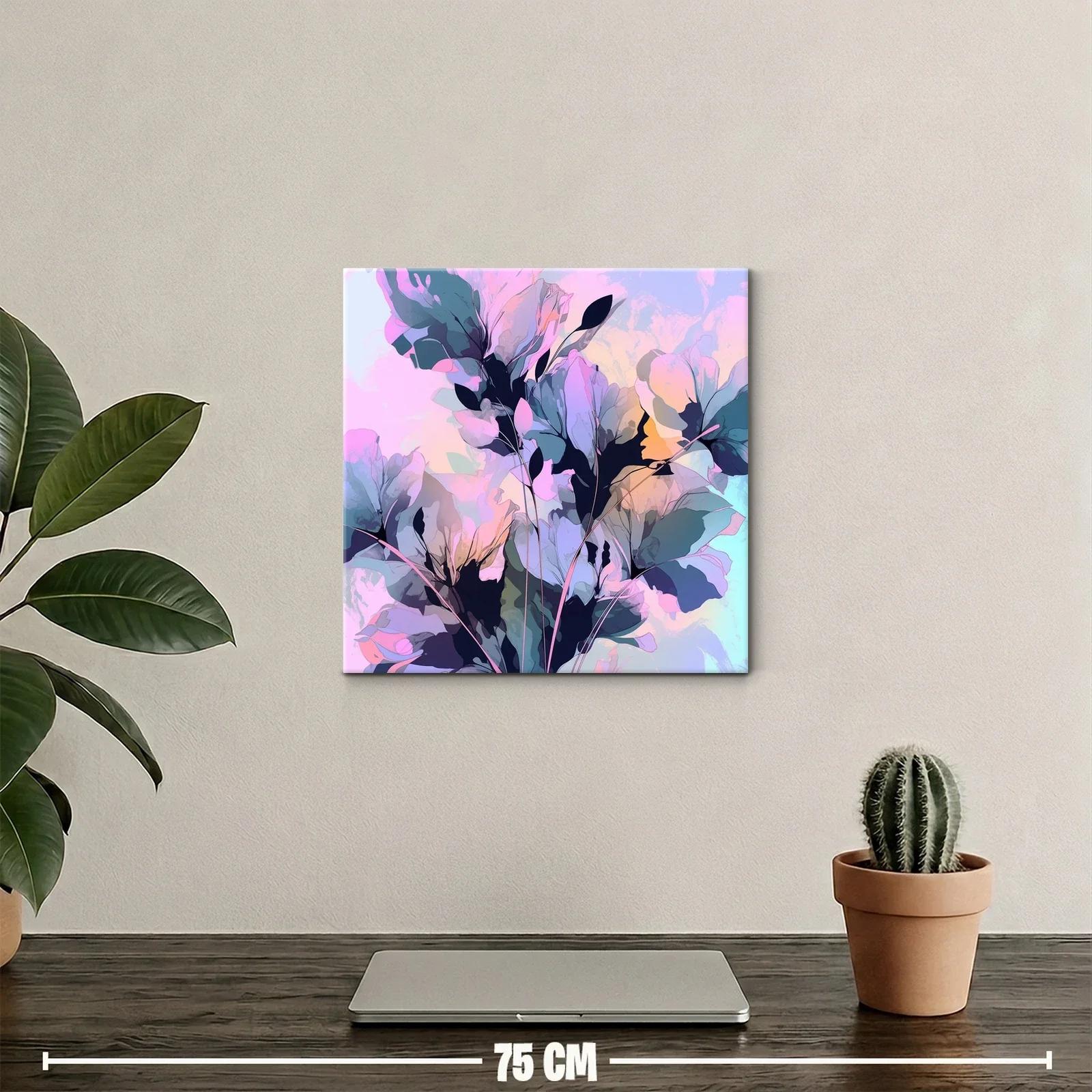 Cuadro floral con tonos suaves y vibrantes en armonía — miniatura 2