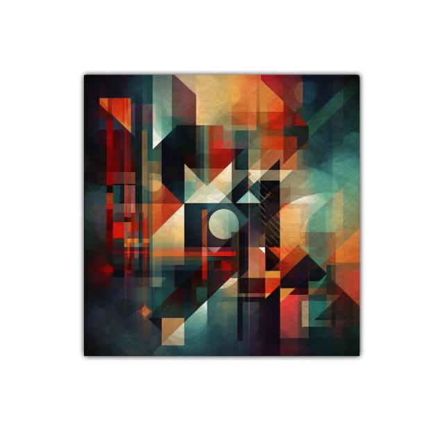 Composición abstracta con formas geométricas y tonos cálidos