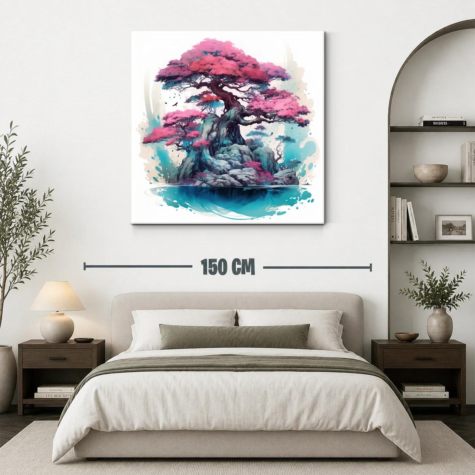 Árbol de Bonsái en Isla con Tonos Rosados y Azules — miniatura 3