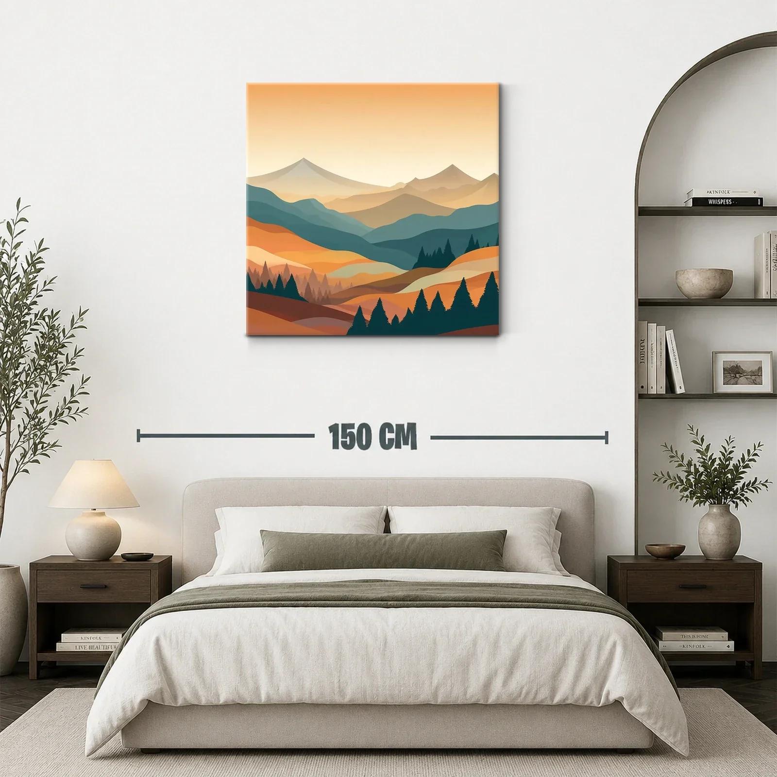 Paisaje montañoso en tonos cálidos y verdes suaves — miniatura 3
