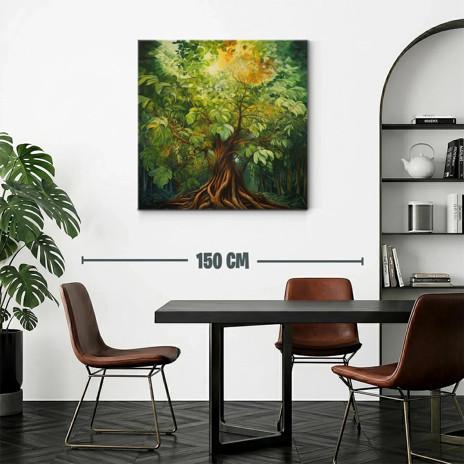 Majestuoso árbol en bosque con luz cálida y hojas verdes — miniatura 2