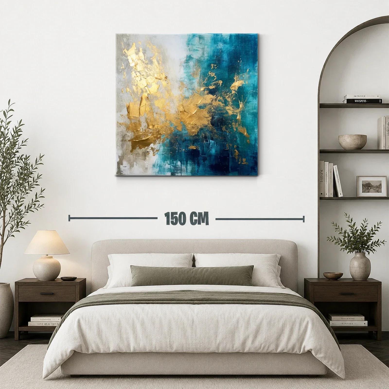 Composición abstracta en tonos azul y dorado elegante — miniatura 3
