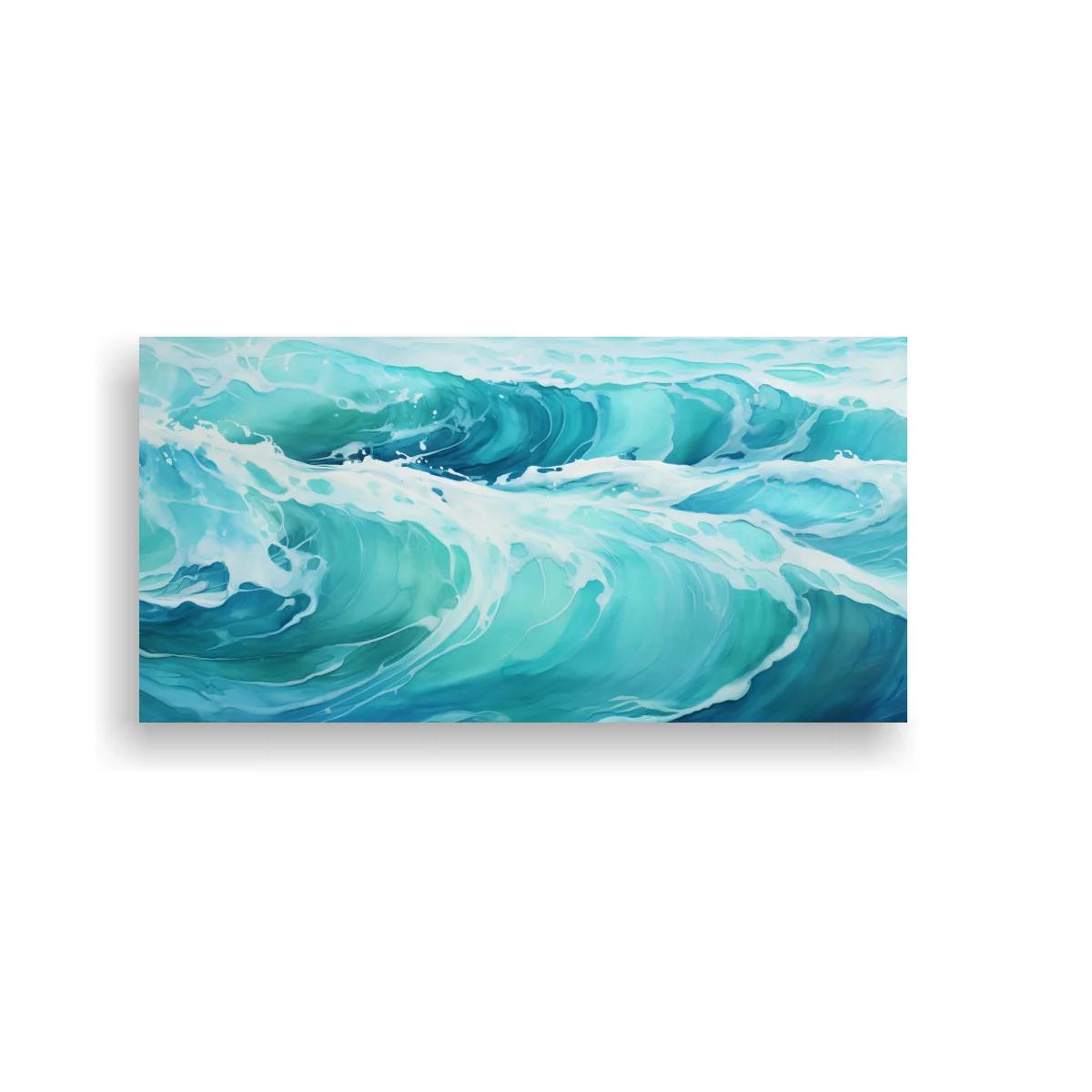 Cuadro olas del mar con tonos aguamarina y espuma blanca