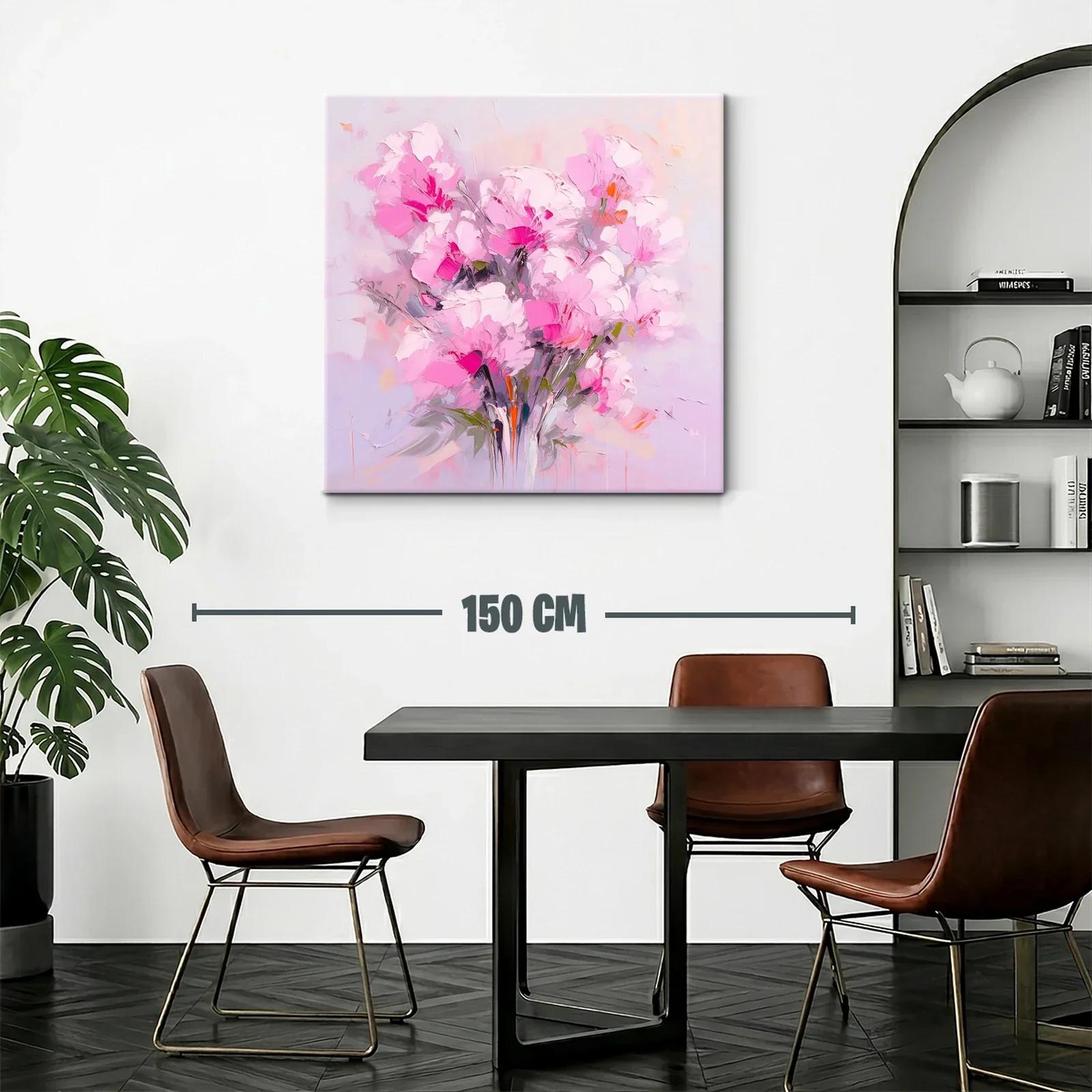 Cuadro floral vibrante en tonos rosas y lilas suaves — miniatura 2