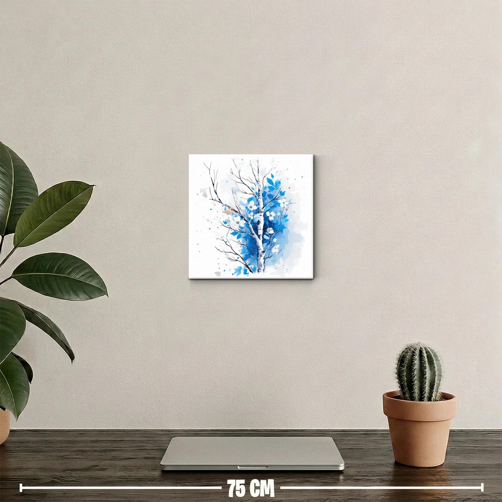 Árbol de primavera en tonos azules para decoración moderna — miniatura 2