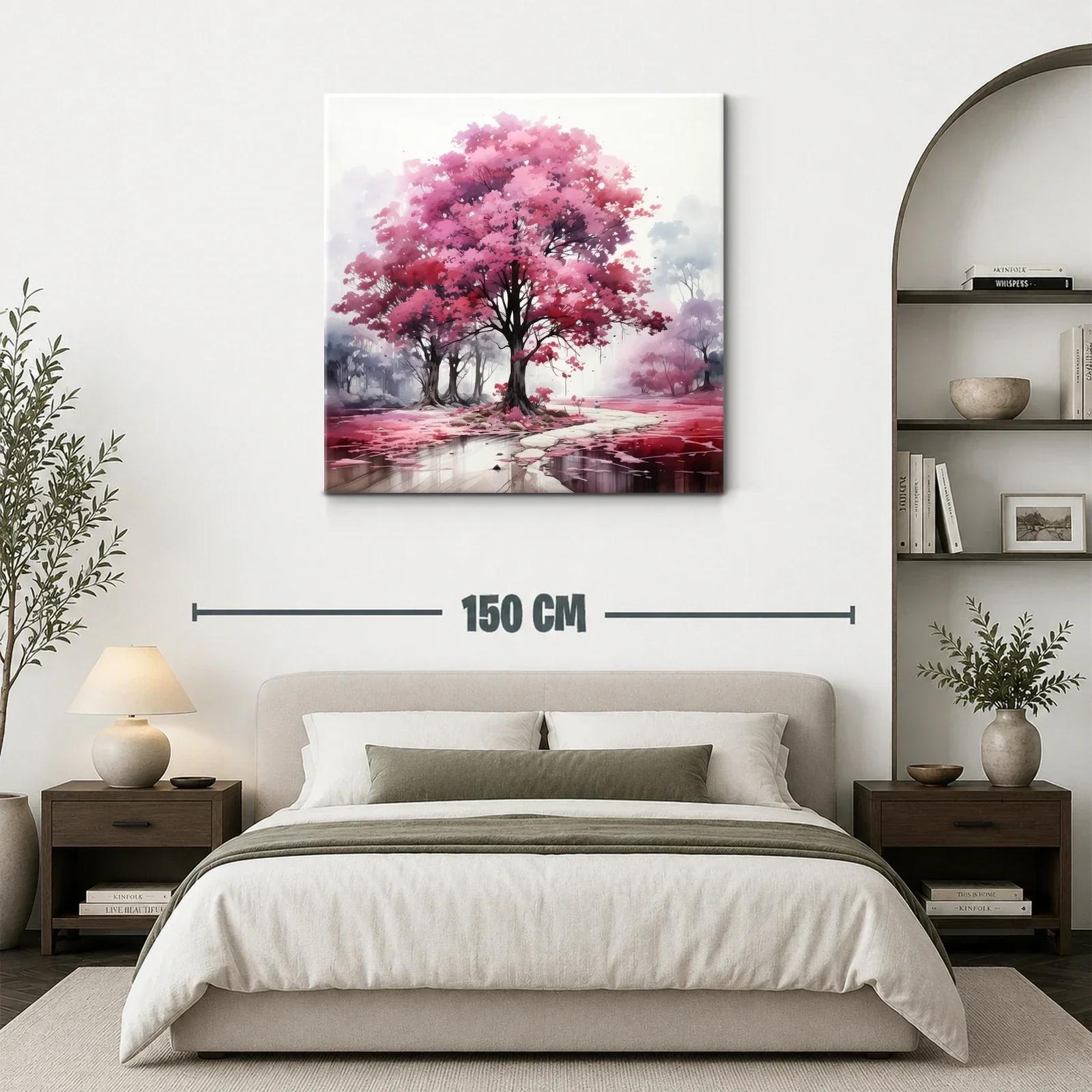 Bosque encantado con árboles de flores rosa vibrante — miniatura 3