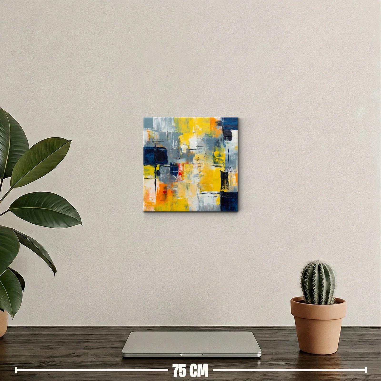 Cuadro abstracto con tonos cálidos y gráficos dinámicos — miniatura 2
