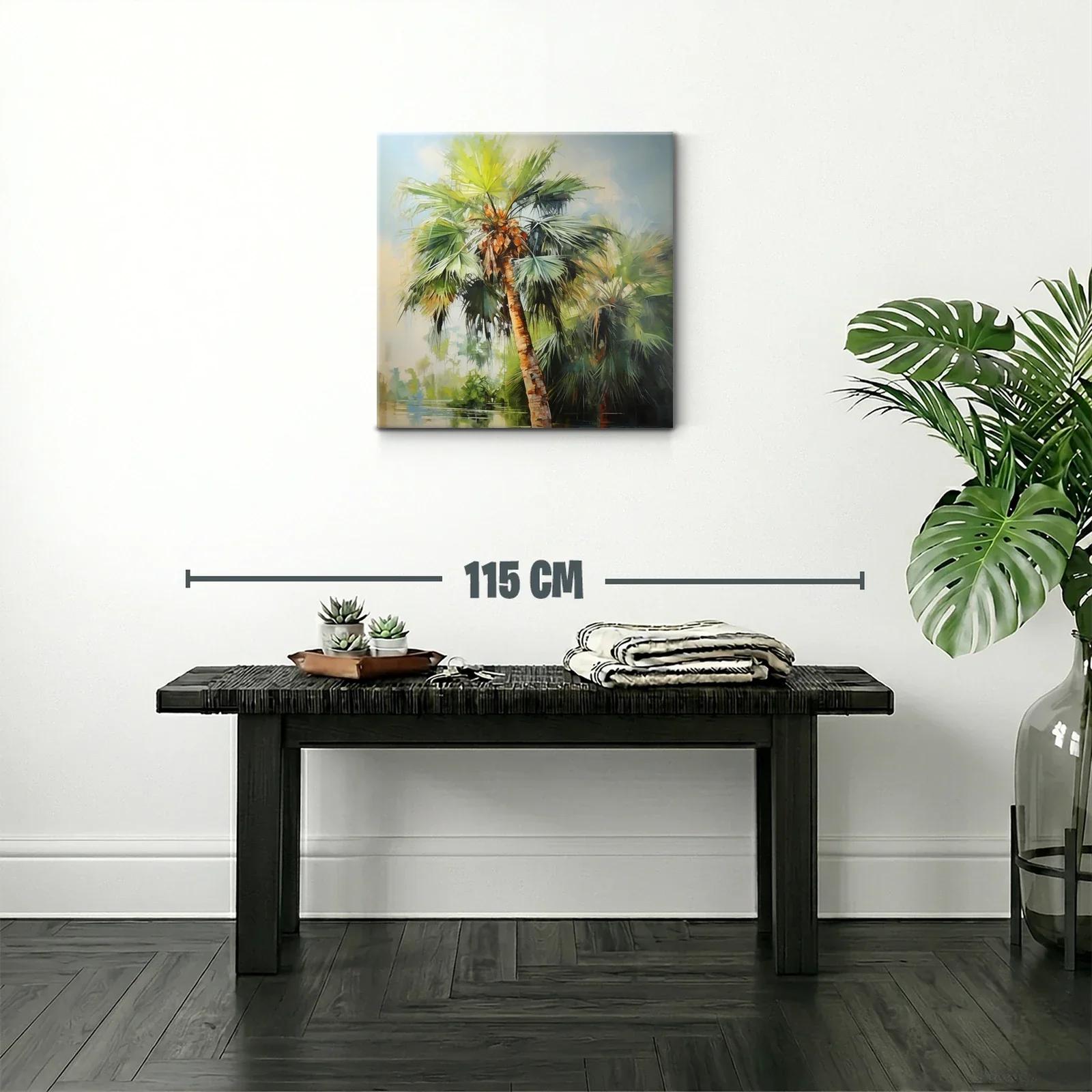 Palmera tropical con vibrantes tonos verdes y naranjas — miniatura 2