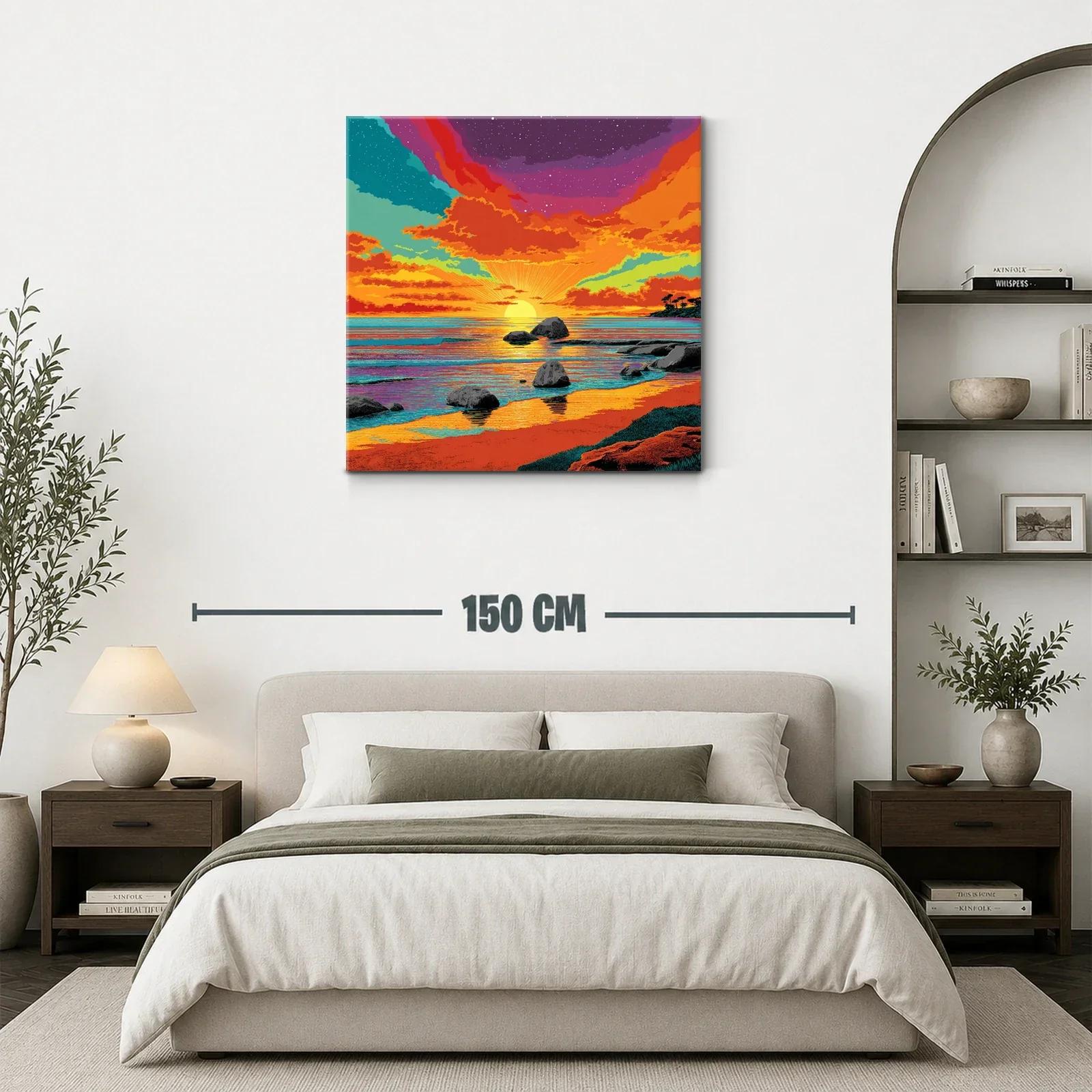 Atardecer vibrante sobre la costa con cielos estrellados — miniatura 3