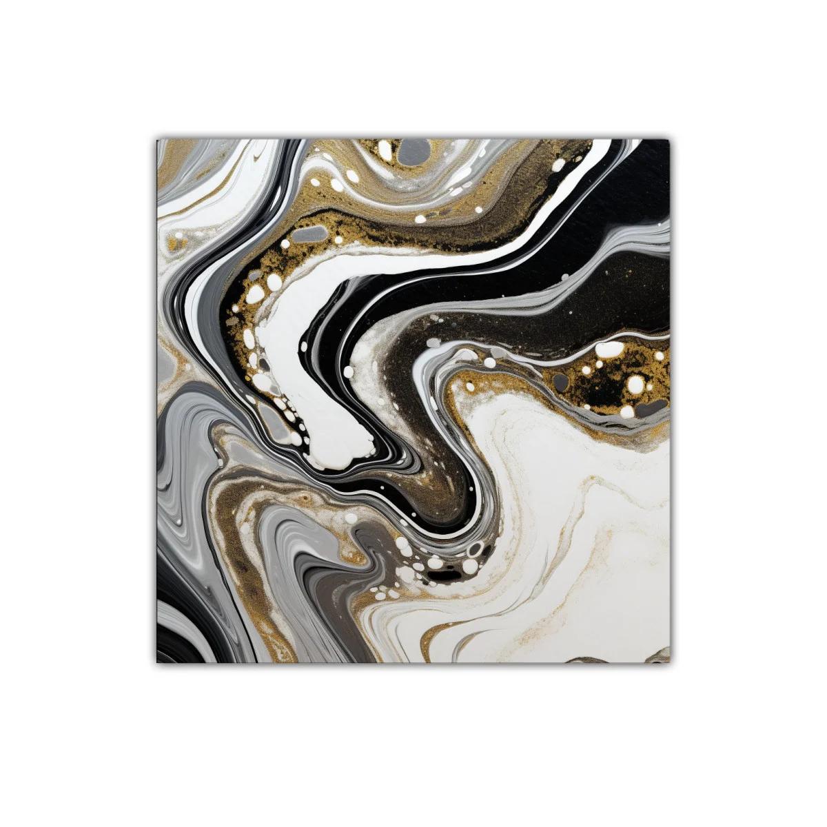 Abstracción en tonos negro blanco y dorado elegante y moderna