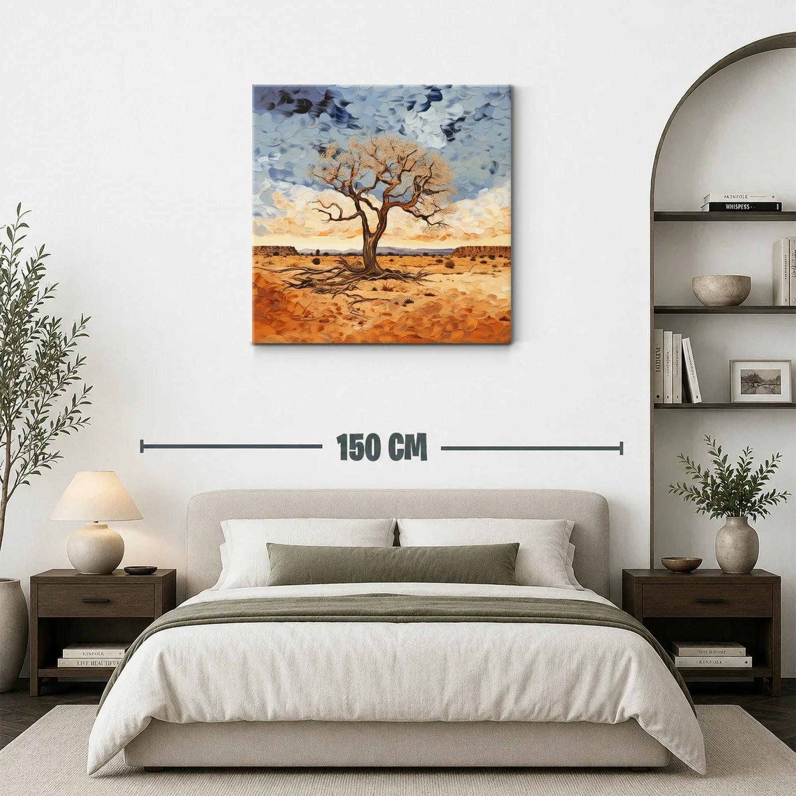 Árbol solitario en paisaje desértico con cielo dramático — miniatura 3