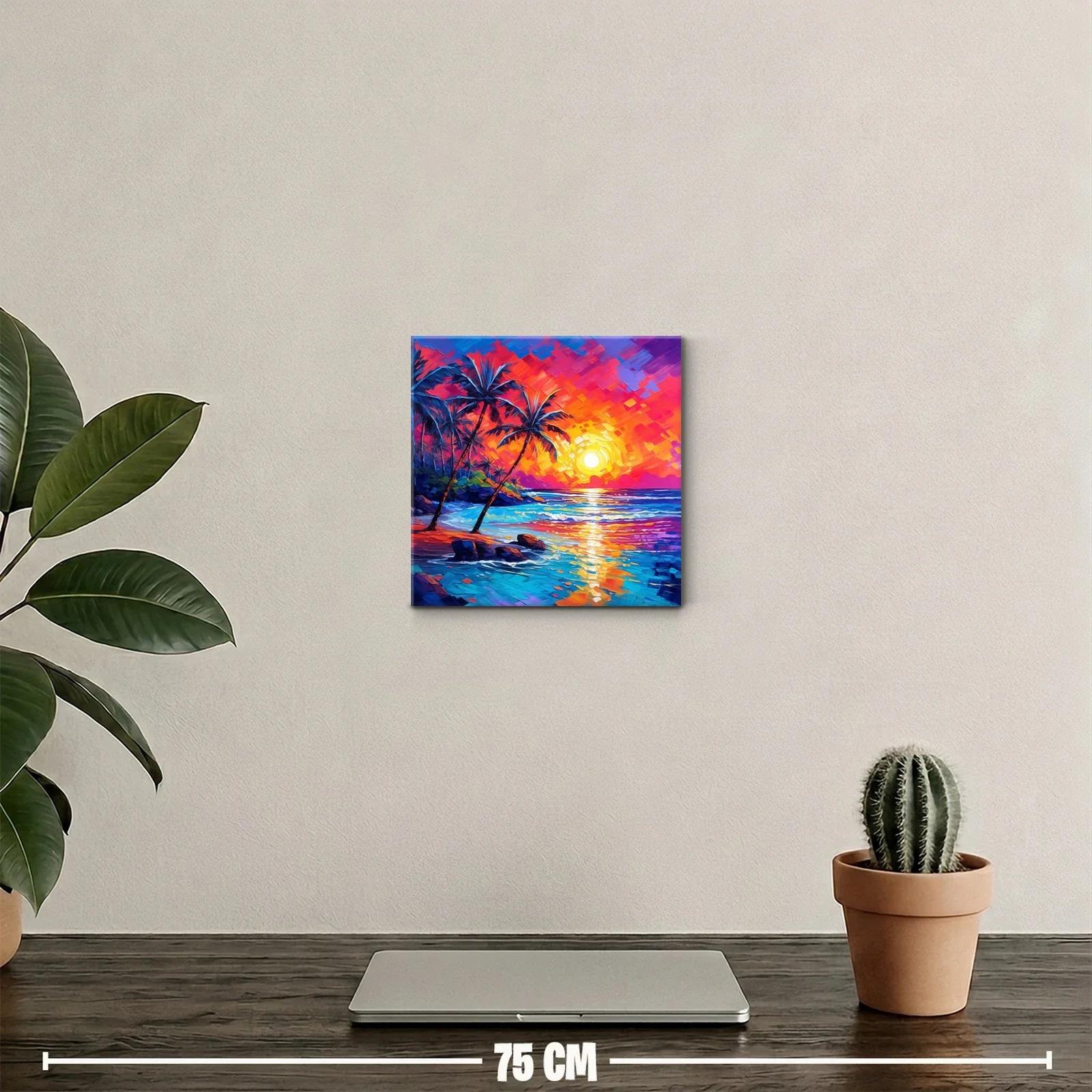 Atardecer vibrante con palmeras en la playa tropical — miniatura 2