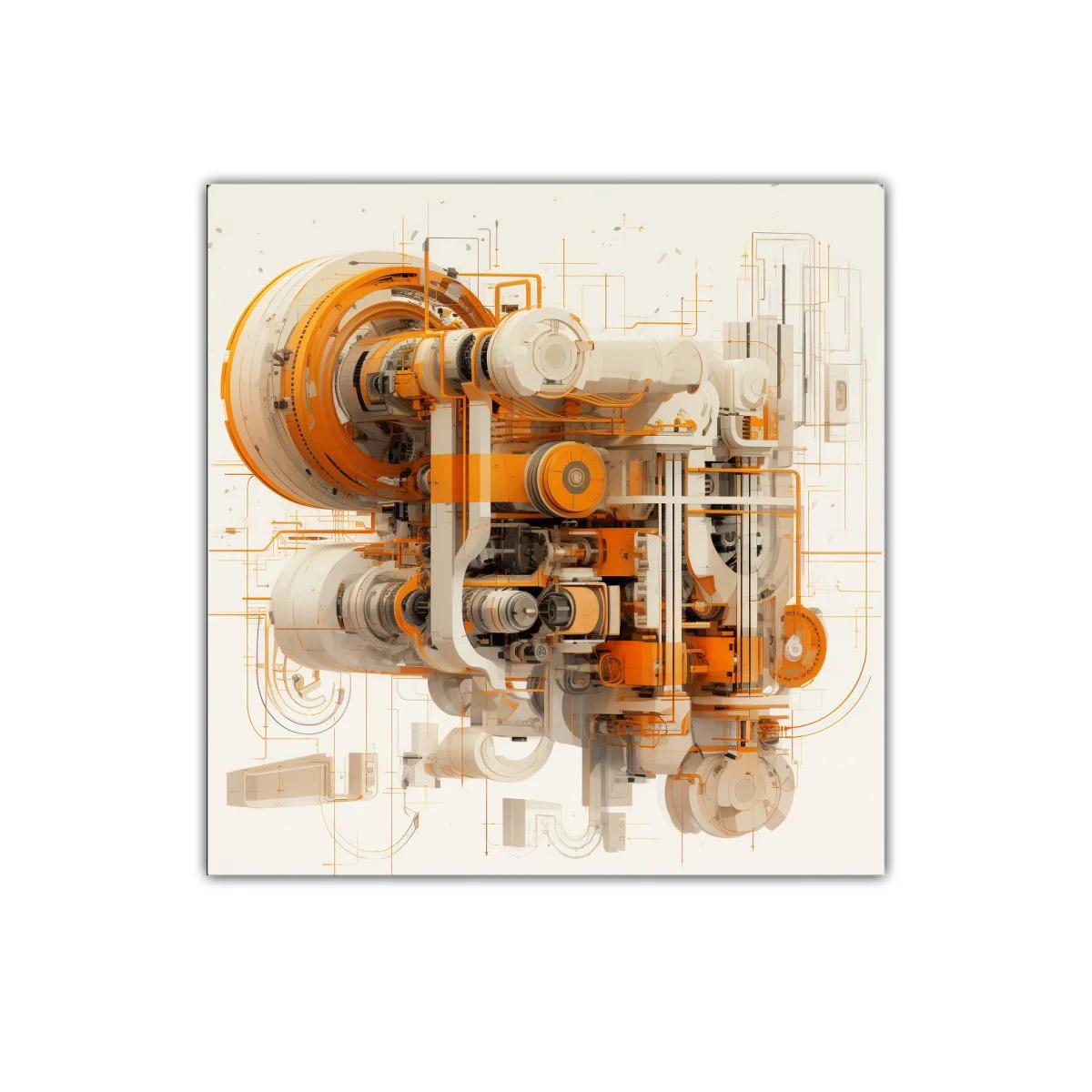 Composición abstracta futurista en tonos naranjas y neutros