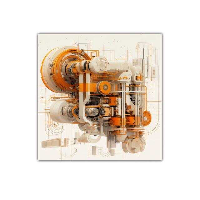 Composición abstracta futurista en tonos naranjas y neutros