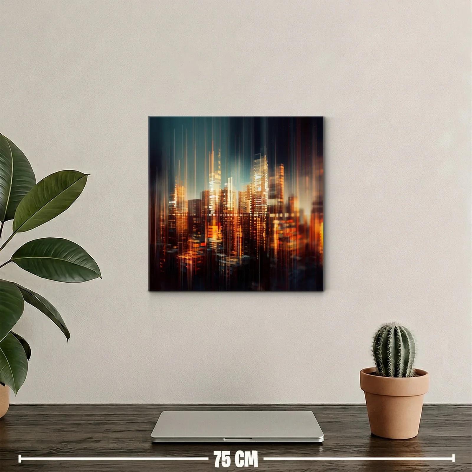 Ciudad luminosa abstracta con tonos cálidos y vibrantes — miniatura 2