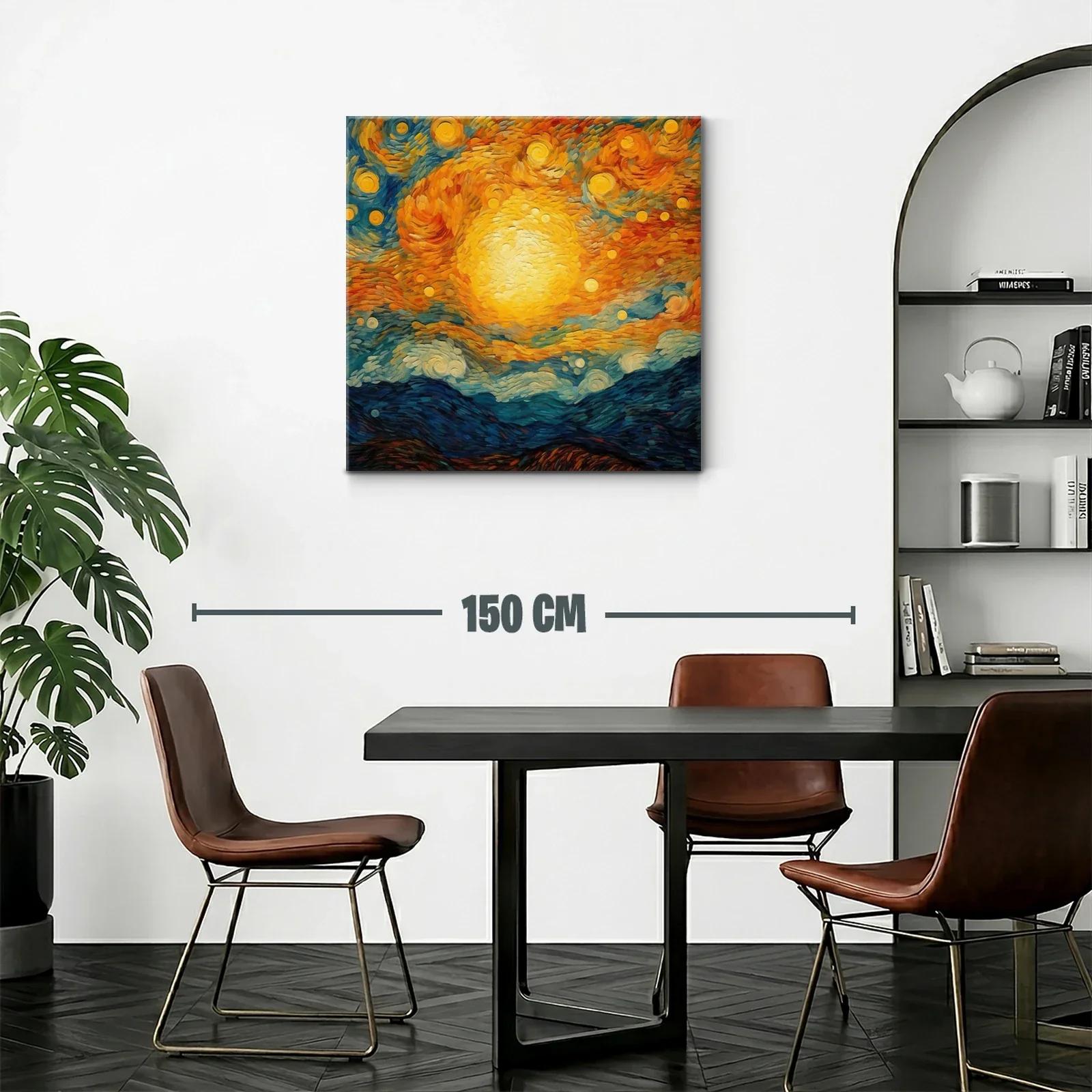 Cuadro vibrante con cielo estrellado y paisaje montañoso — miniatura 2