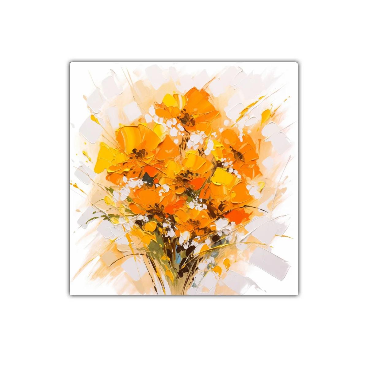 Cuadro decorativo con ramo de flores en tonos naranja y blanco — imagen principal