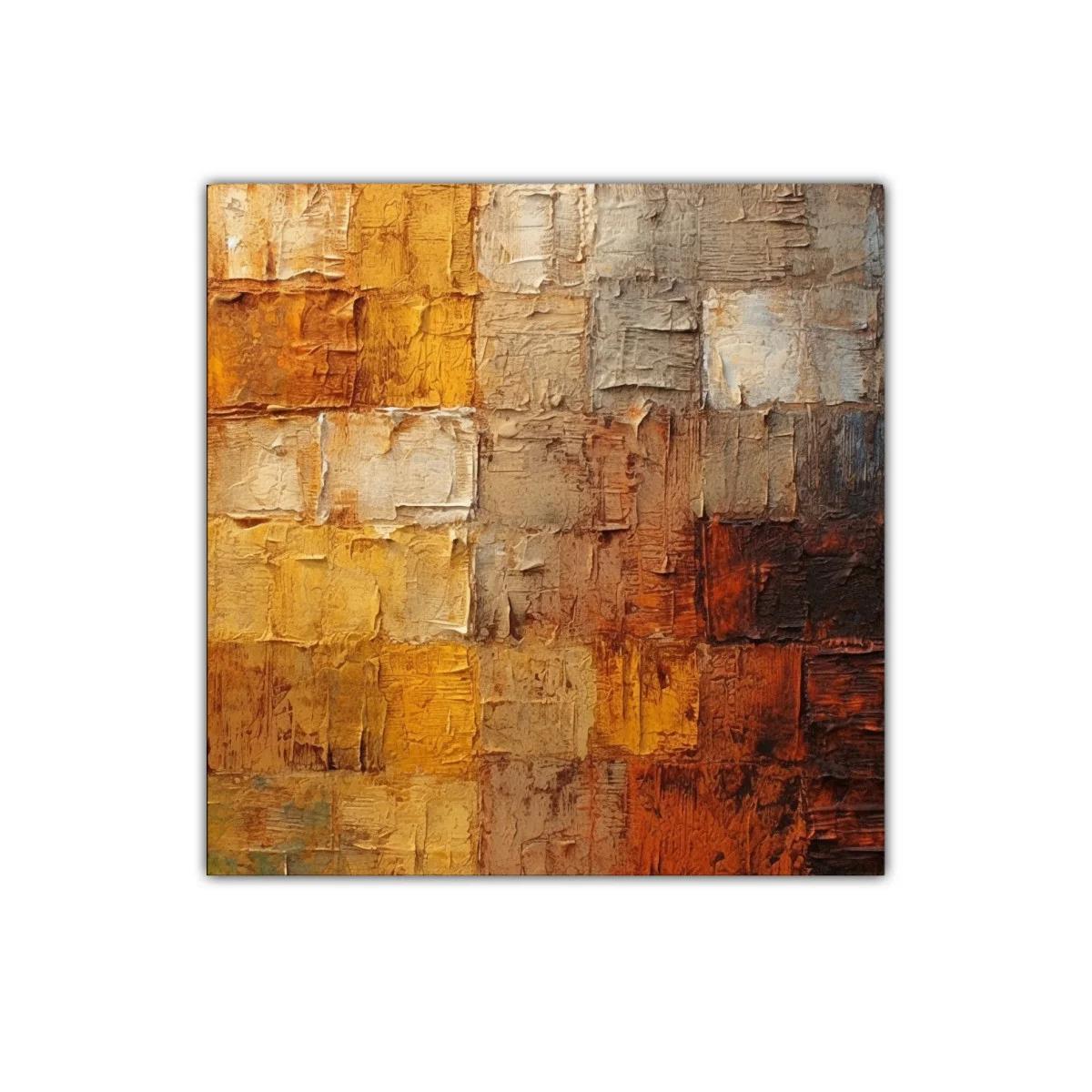 Cuadro abstracto en tonos tierra cálidos y texturizados